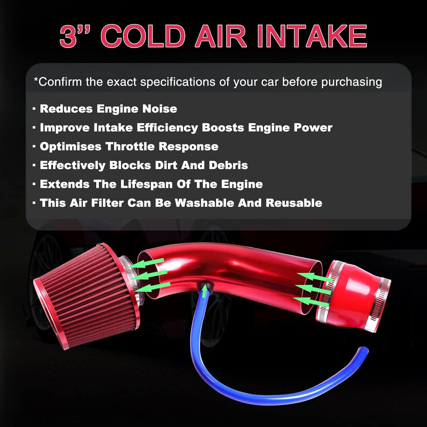 Kit de Admisión de Aire Frío Vechkom 76mm Rojo - Alto Rendimiento