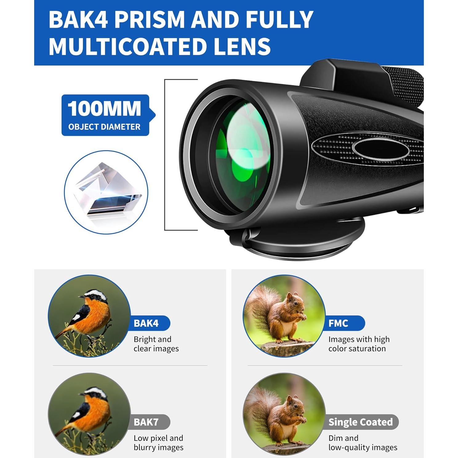 Telescopio Monocular 80x100 MD.LIFE con Adaptador y Trípode