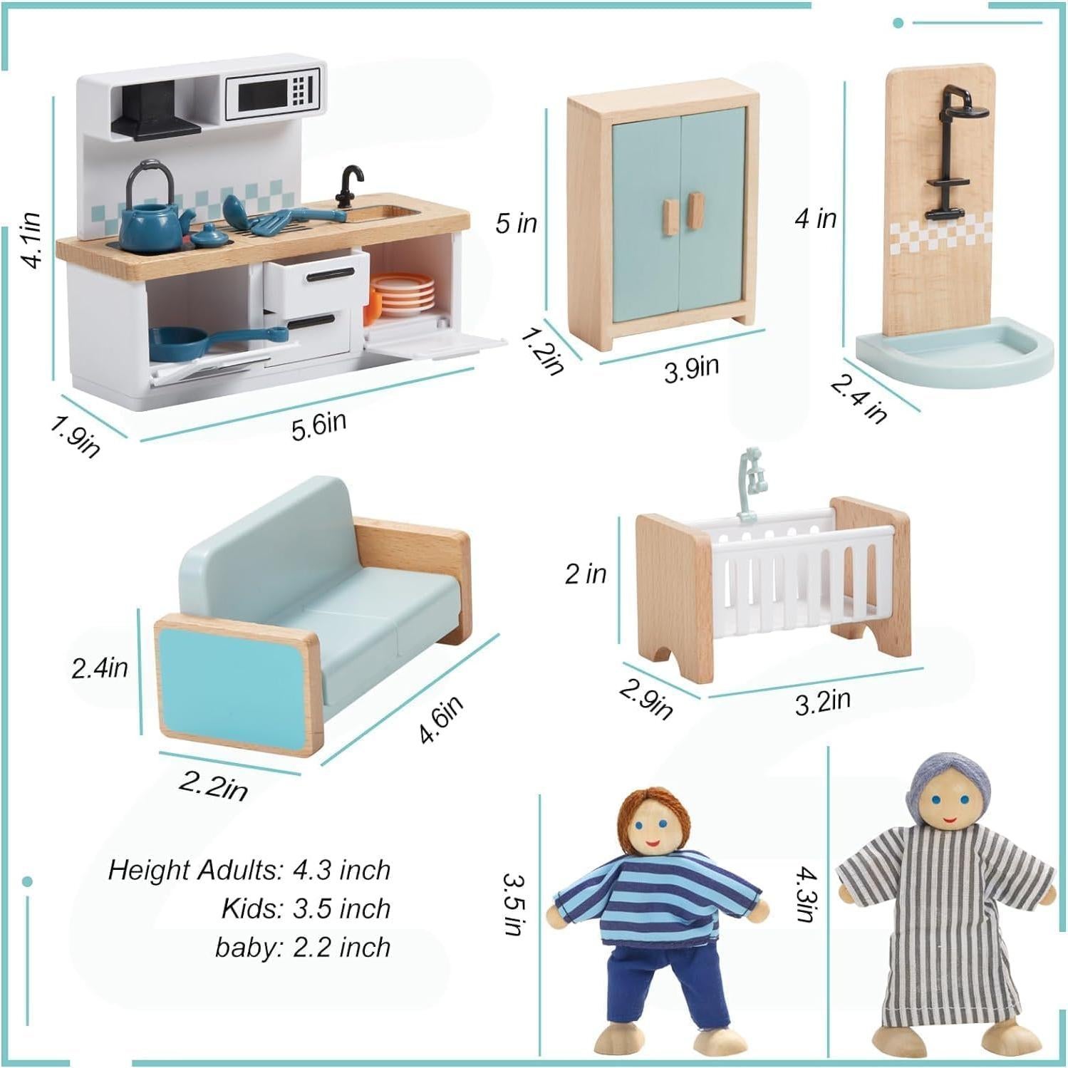 Juego de Muebles de Casa de Muñecas 36 Piezas Goli