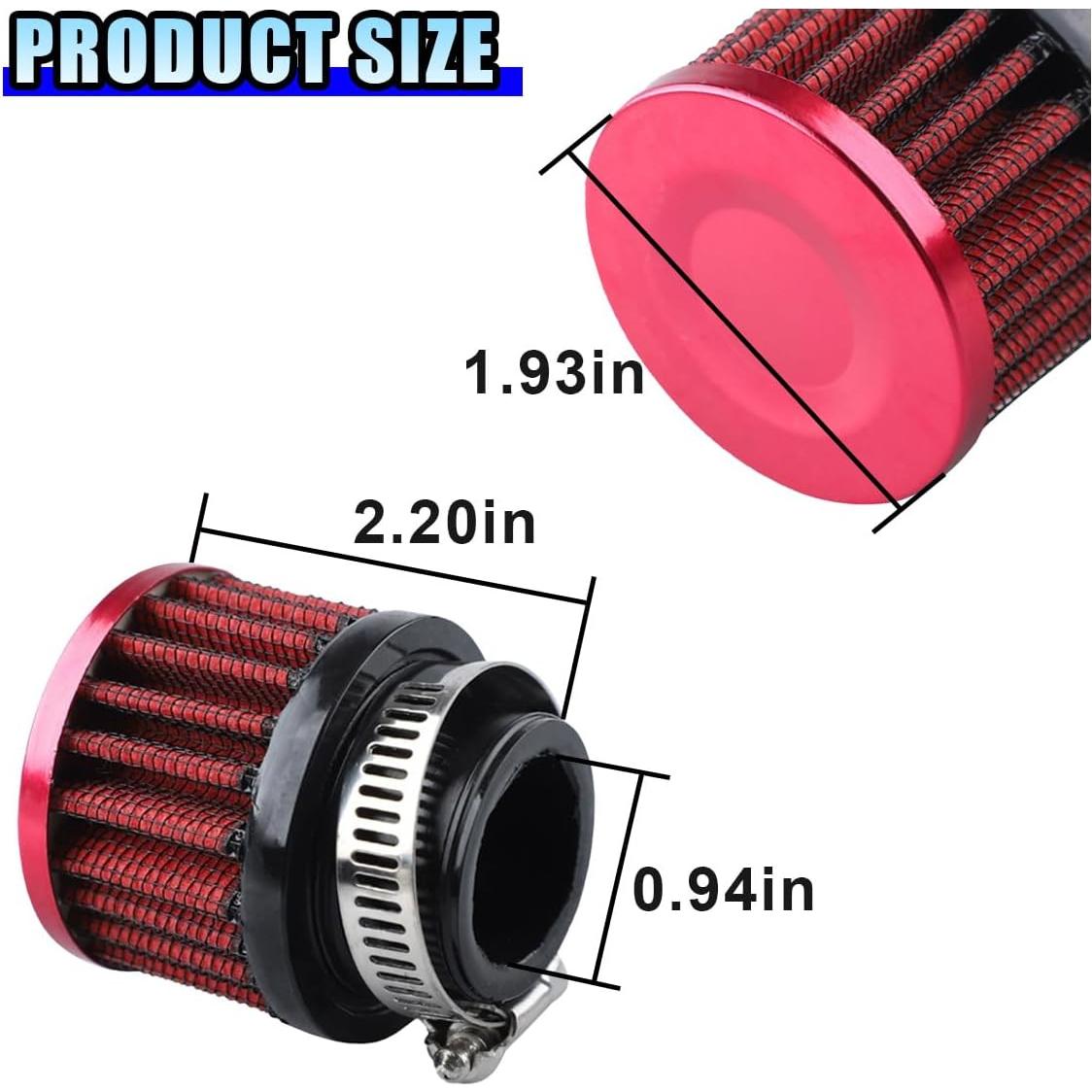 Filtro de Aire de Admisión DUSCOKE 25mm Universal Rojo