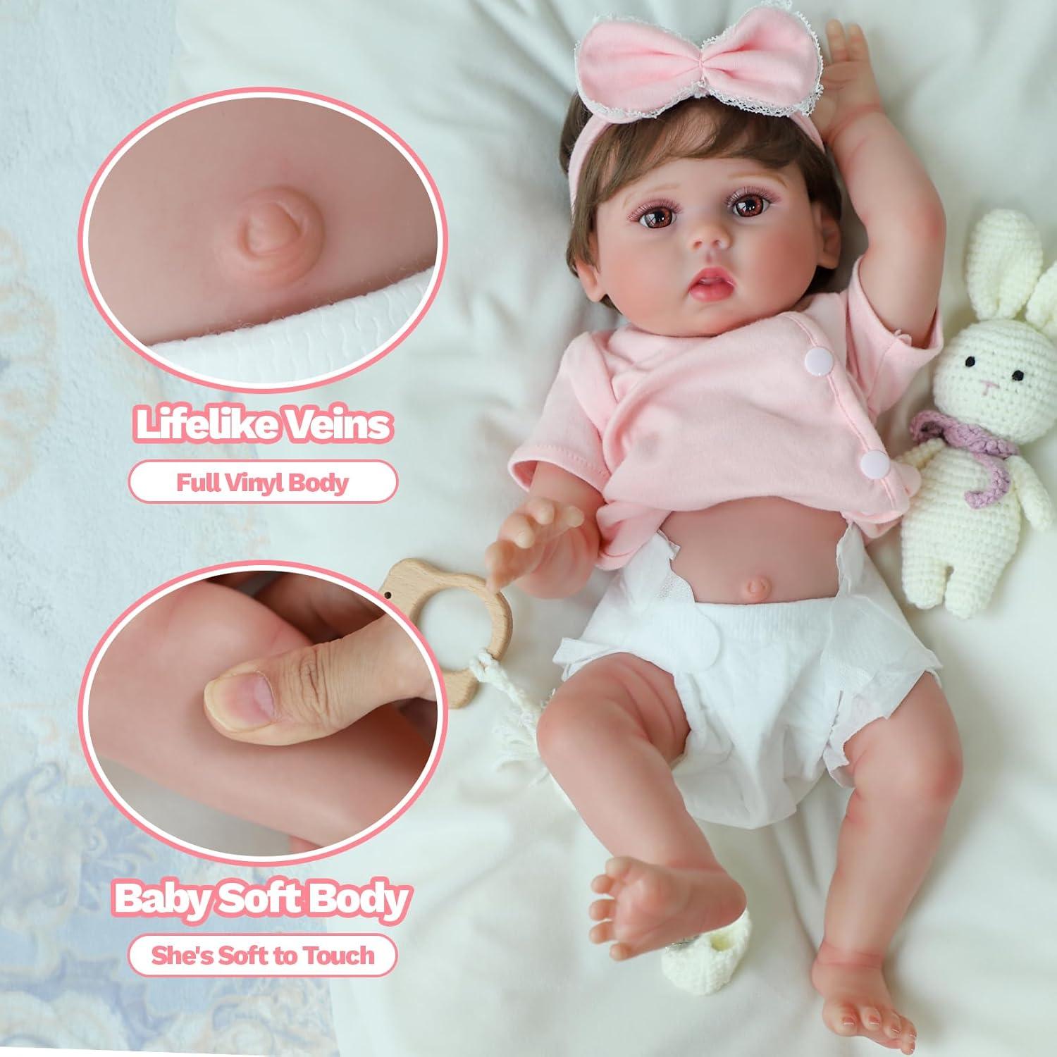 Muñeca Reborn SCOM Lucy 45.72 cm Realista con Accesorios