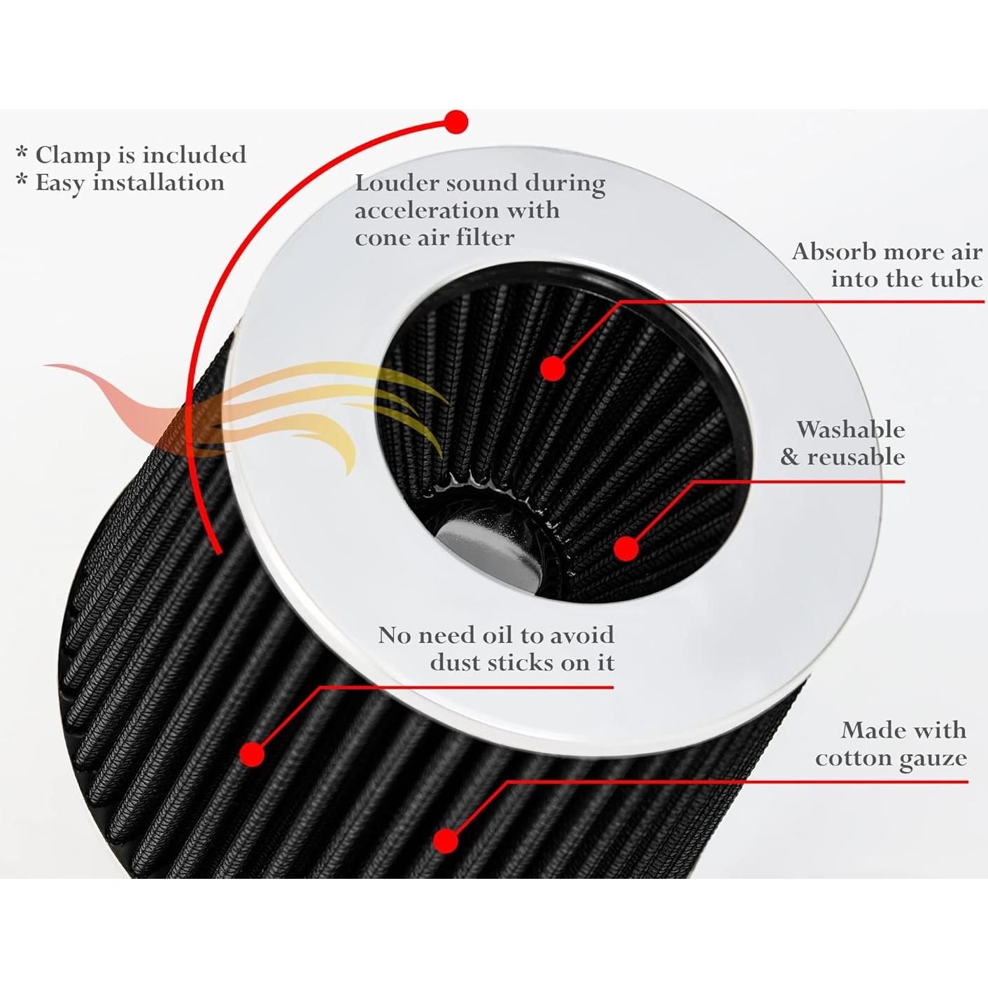 Kit de Admisión de Aire Frío Rtunes Racing para Ford Mustang 94-95