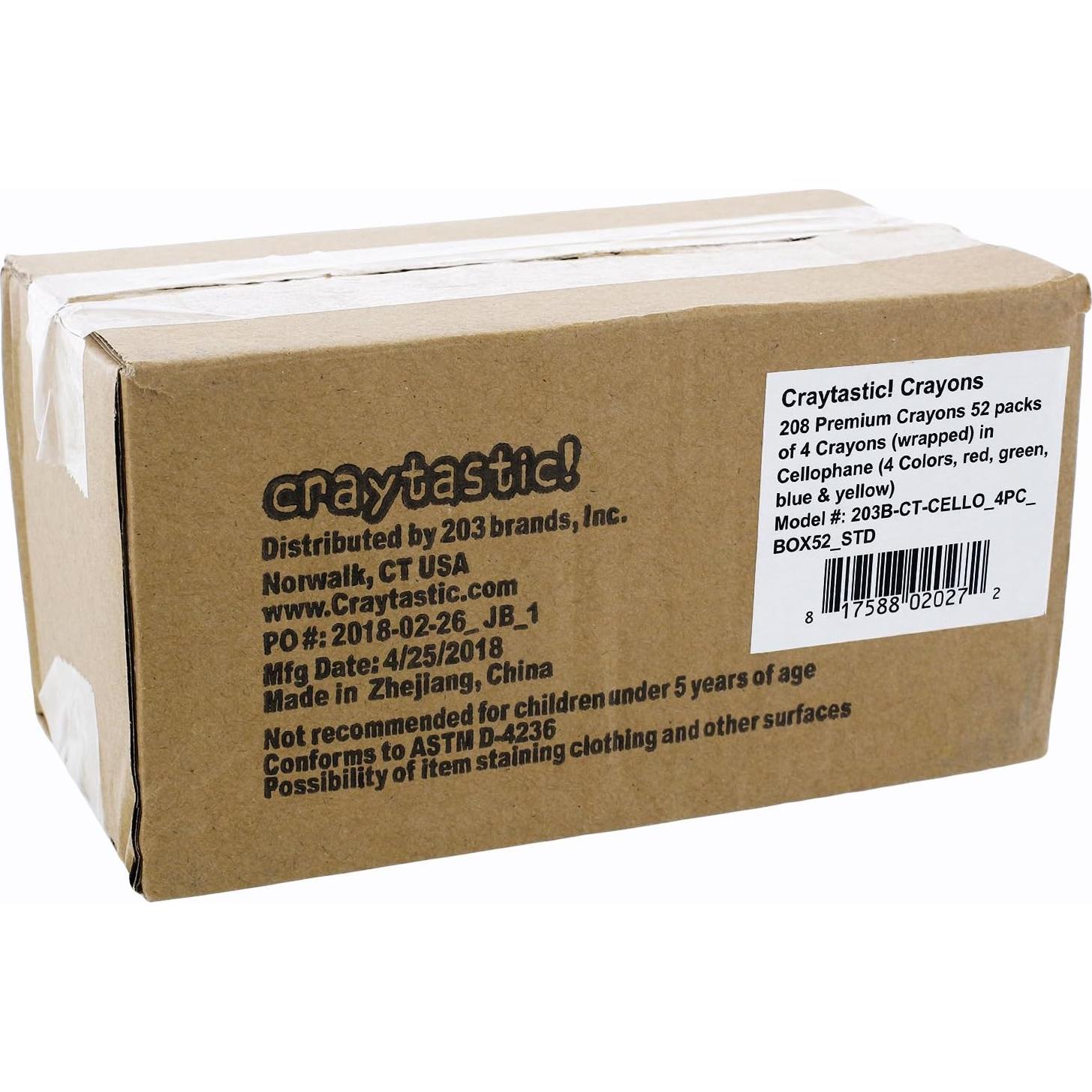 Crayones Craytastic! 25 Paquetes de 4 Crayones No Tóxicos