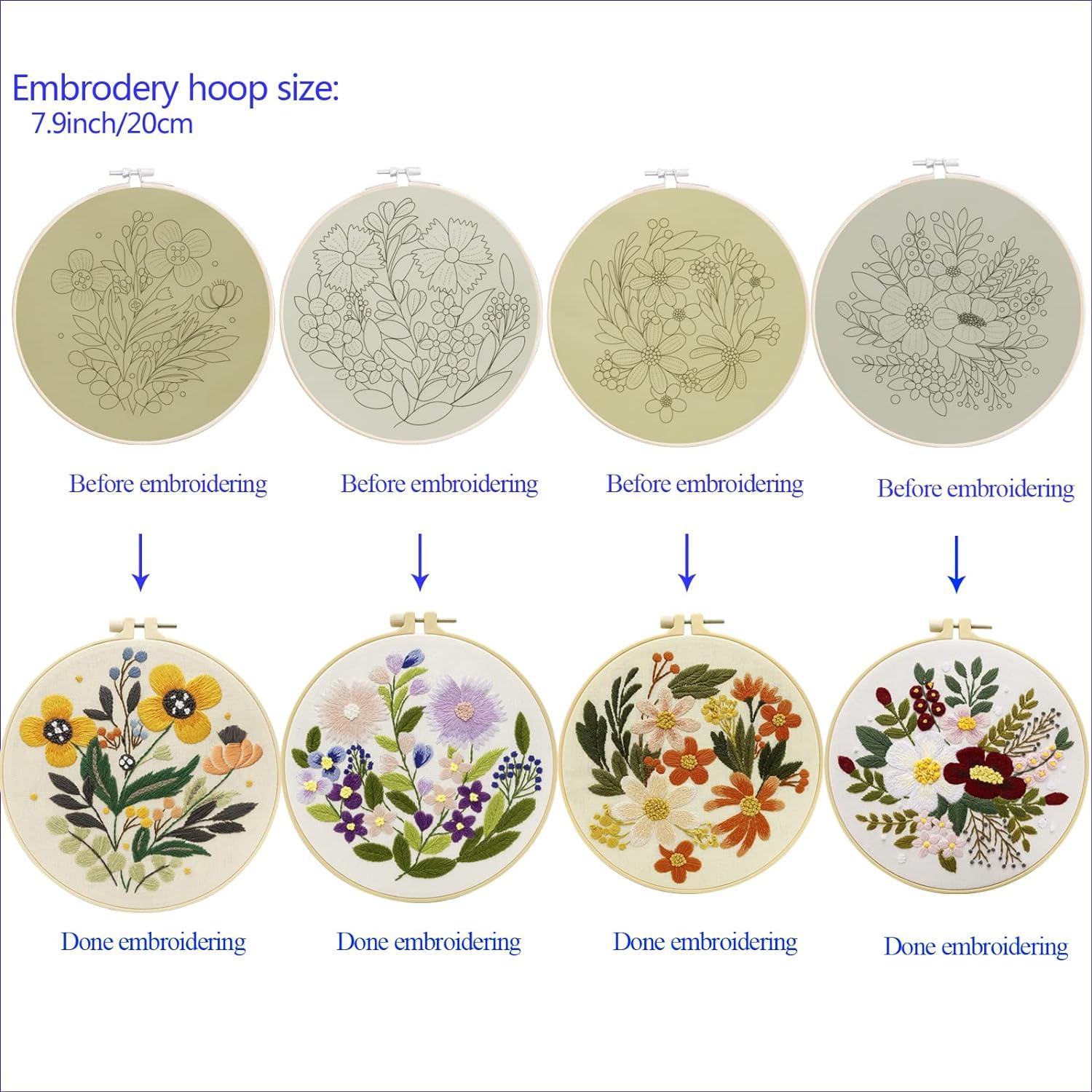 Kit de Bordado Bonroy 4 Sets para Principiantes con Aros