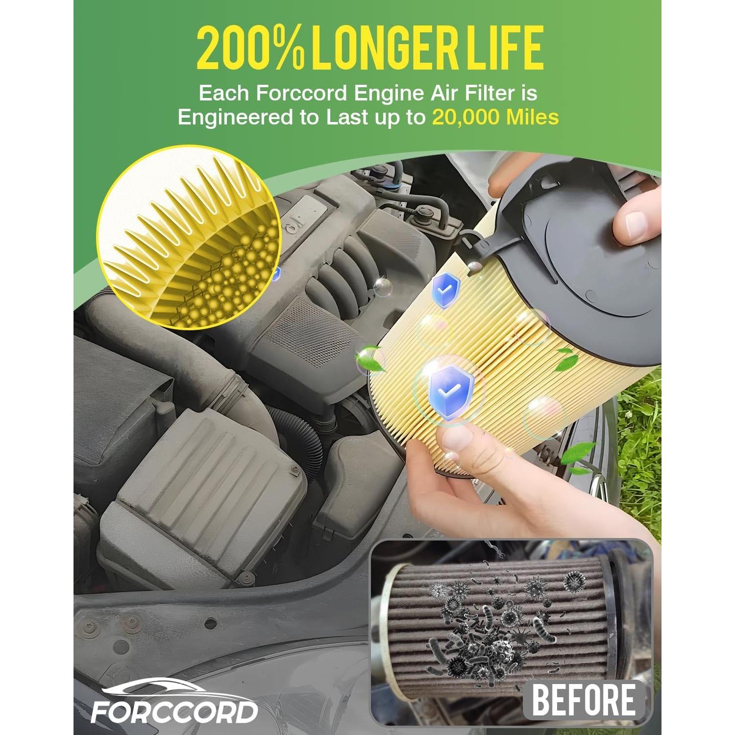 Filtro de aire del motor Forccord 8W0133843C 2 piezas para Audi