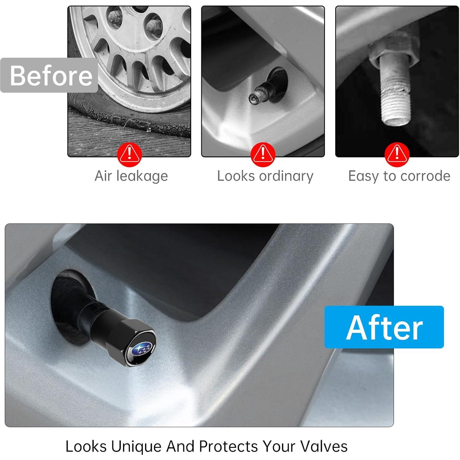 Tapas de Válvula de Neumático DEXBEXS 4 Piezas Aluminio Negro