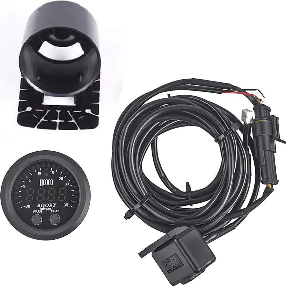 Medidor de Presión de Turbo ZHSYMX 52mm LED Rojo para Coche