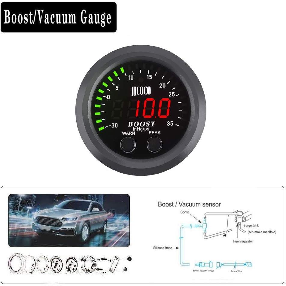 Medidor de Presión de Turbo ZHSYMX 52mm LED Rojo para Coche