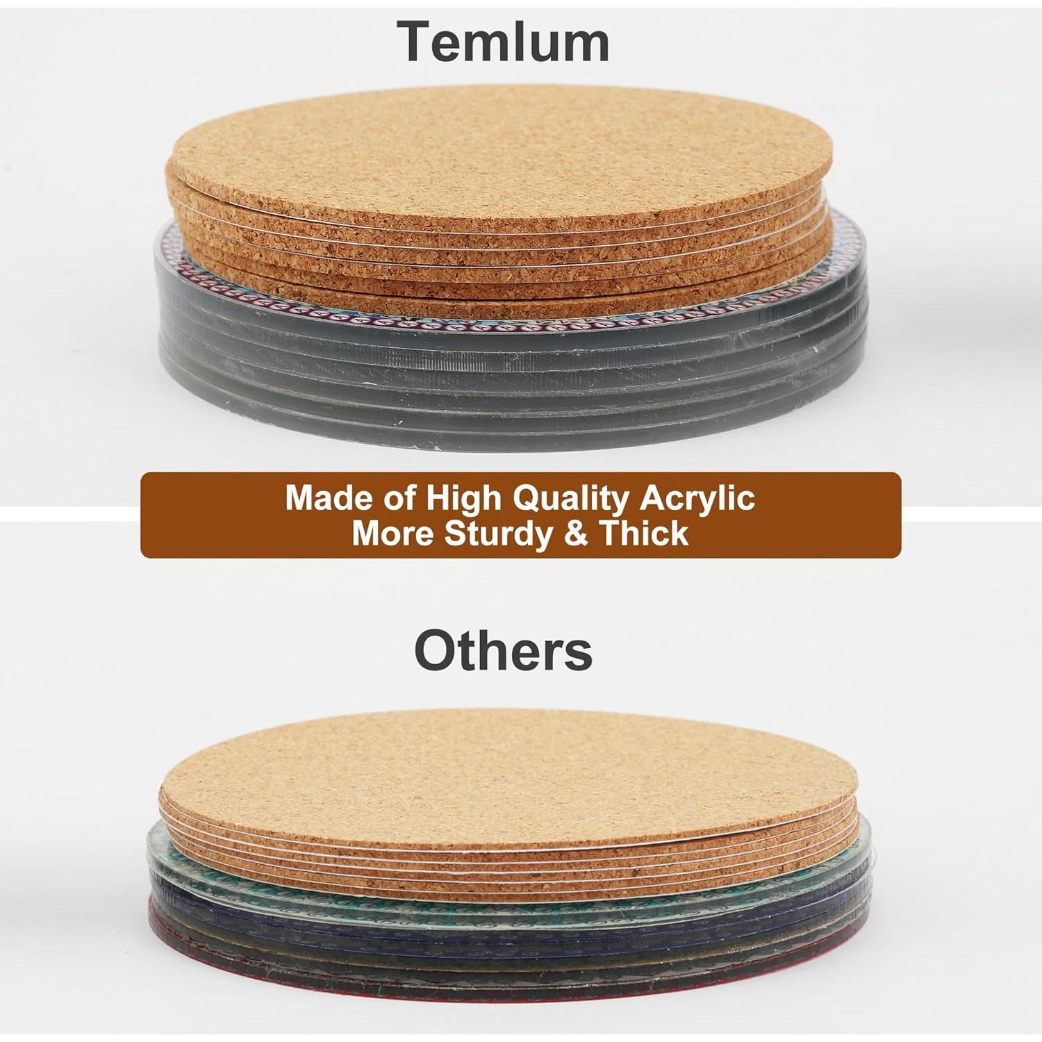 Temlum Kit 6 Posavasos Diamante Mandala con Soporte