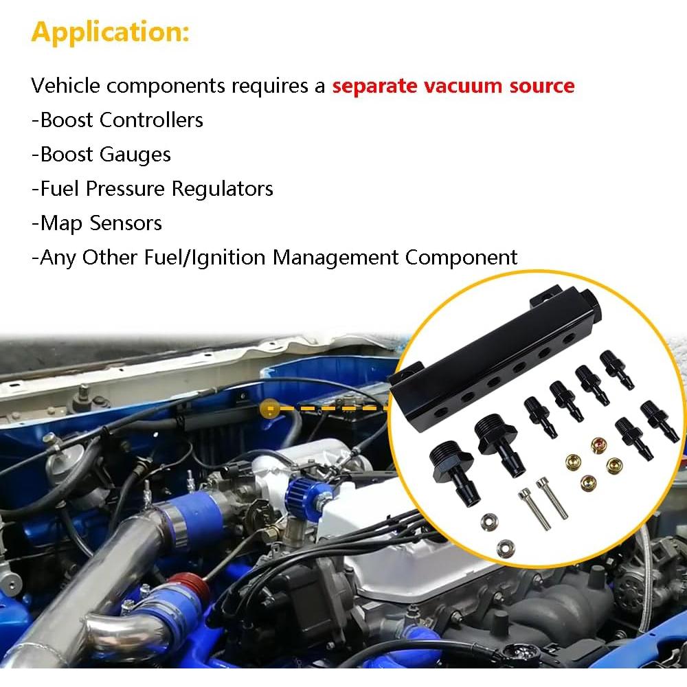 Kit Colector de Vacío 6 Puertos LLNSEAUTO para Turbo