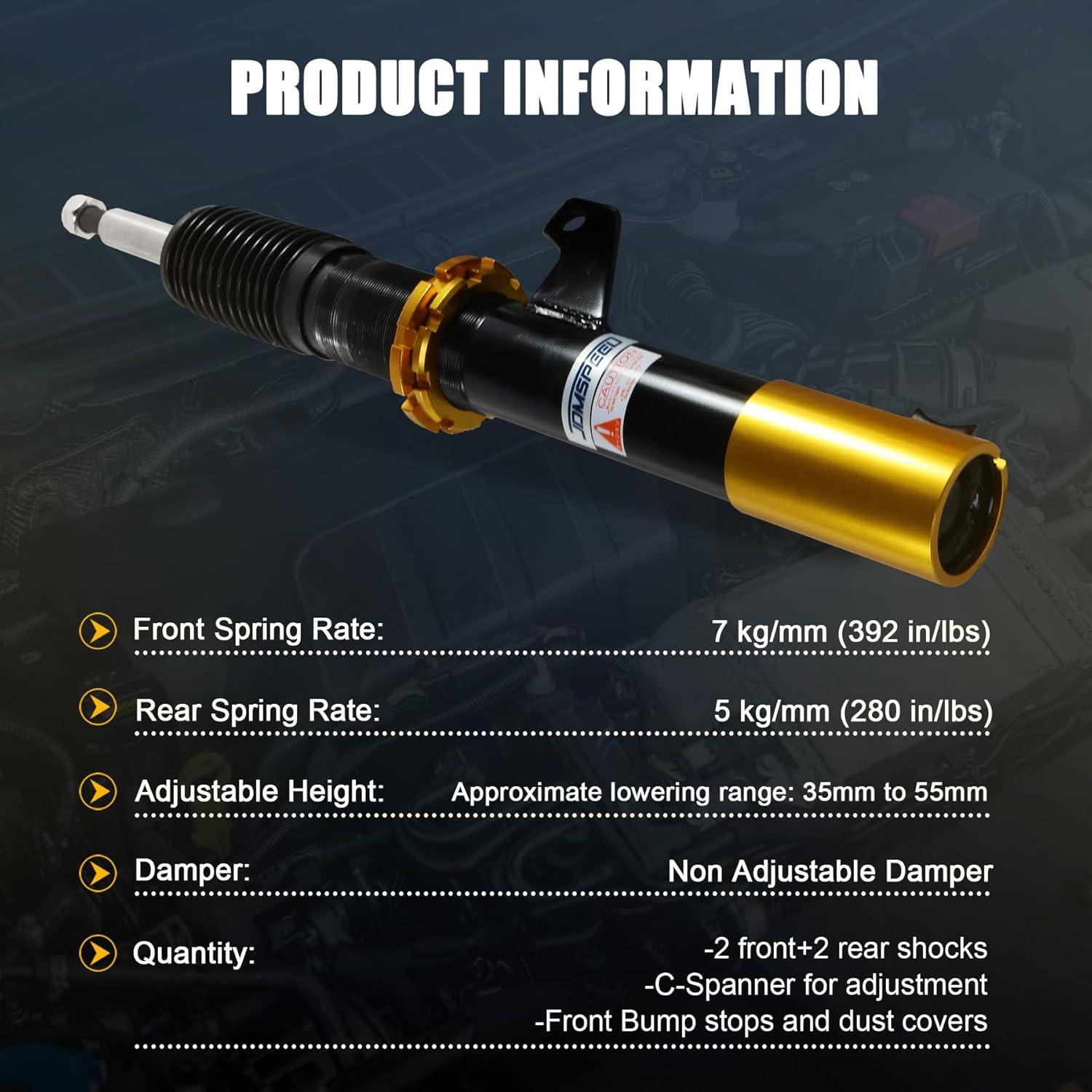 Suspensión Coilover Ajustable JDMSPEED para VW Golf Jetta MK5 MK6