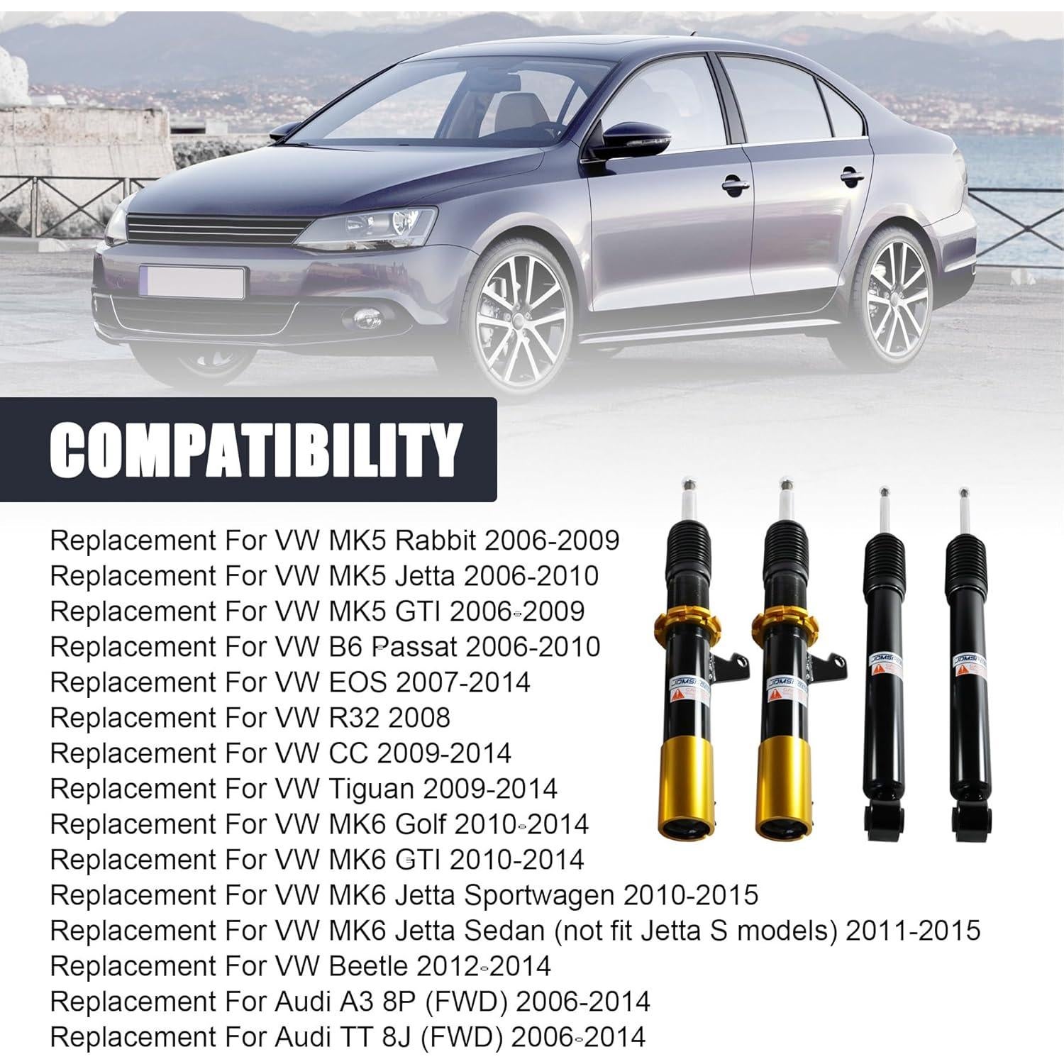 Suspensión Coilover Ajustable JDMSPEED para VW Golf Jetta MK5 MK6