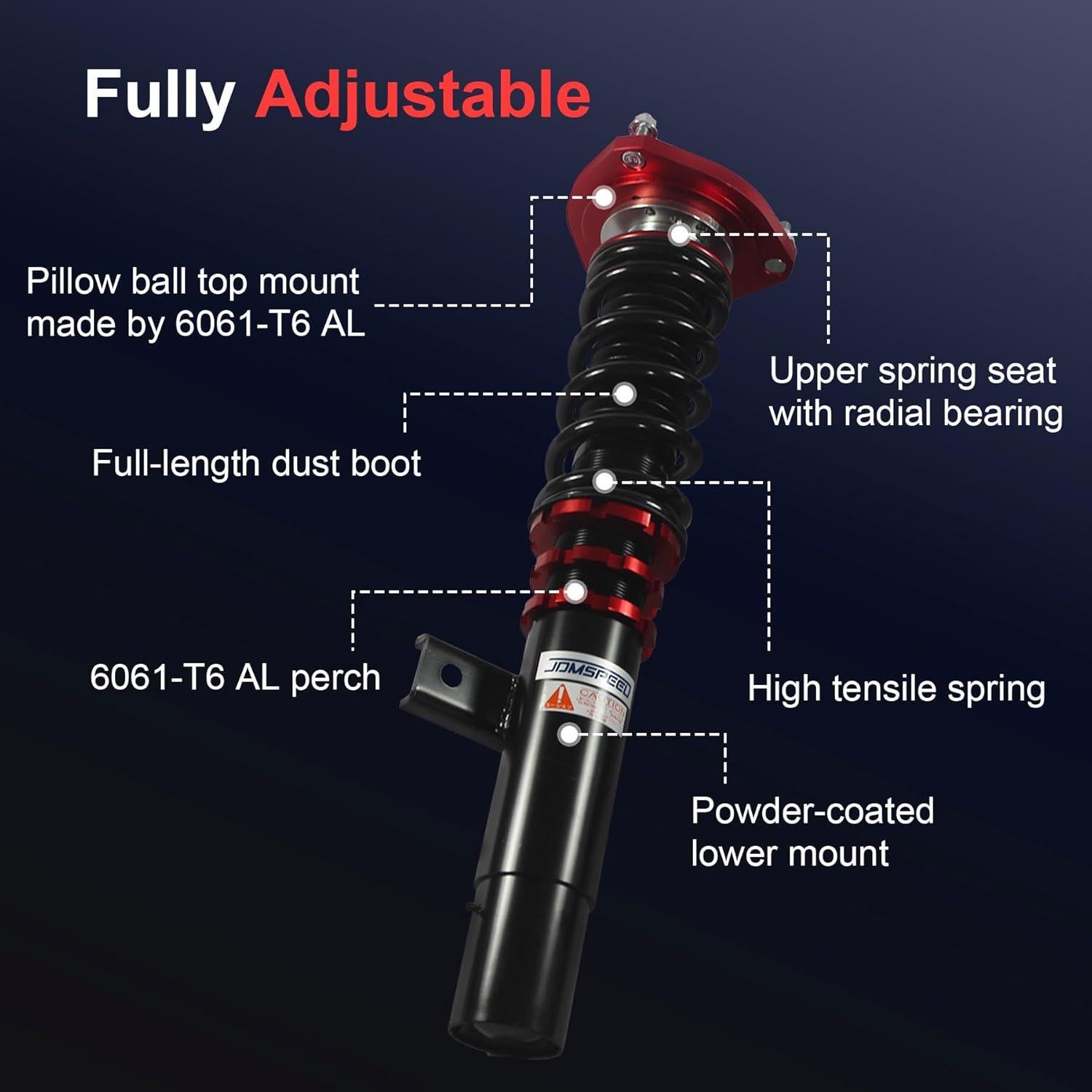 Kit de Suspensión Coilover JDMSPEED Rojo VW GTI 06-09 / Golf MK5 03-07