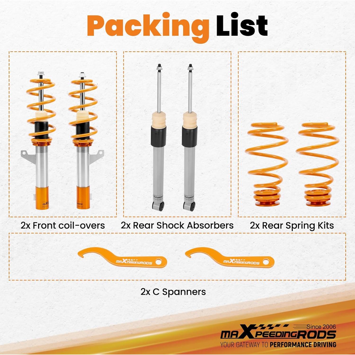 Amortiguadores Ajustables maXpeedingrods para VW Jetta y Golf