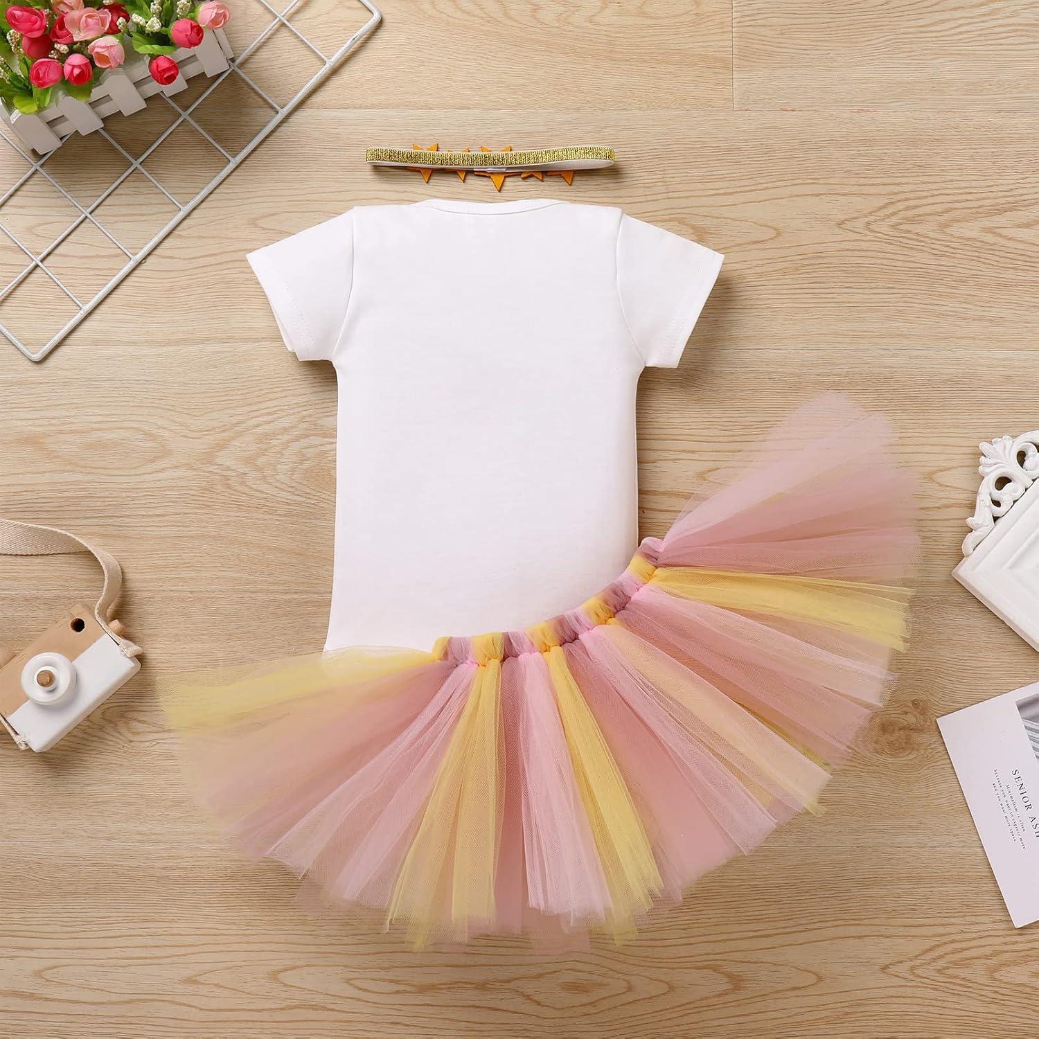 Conjunto de Cumpleaños 1er Año Niña AWIBMK Mono Arcoíris