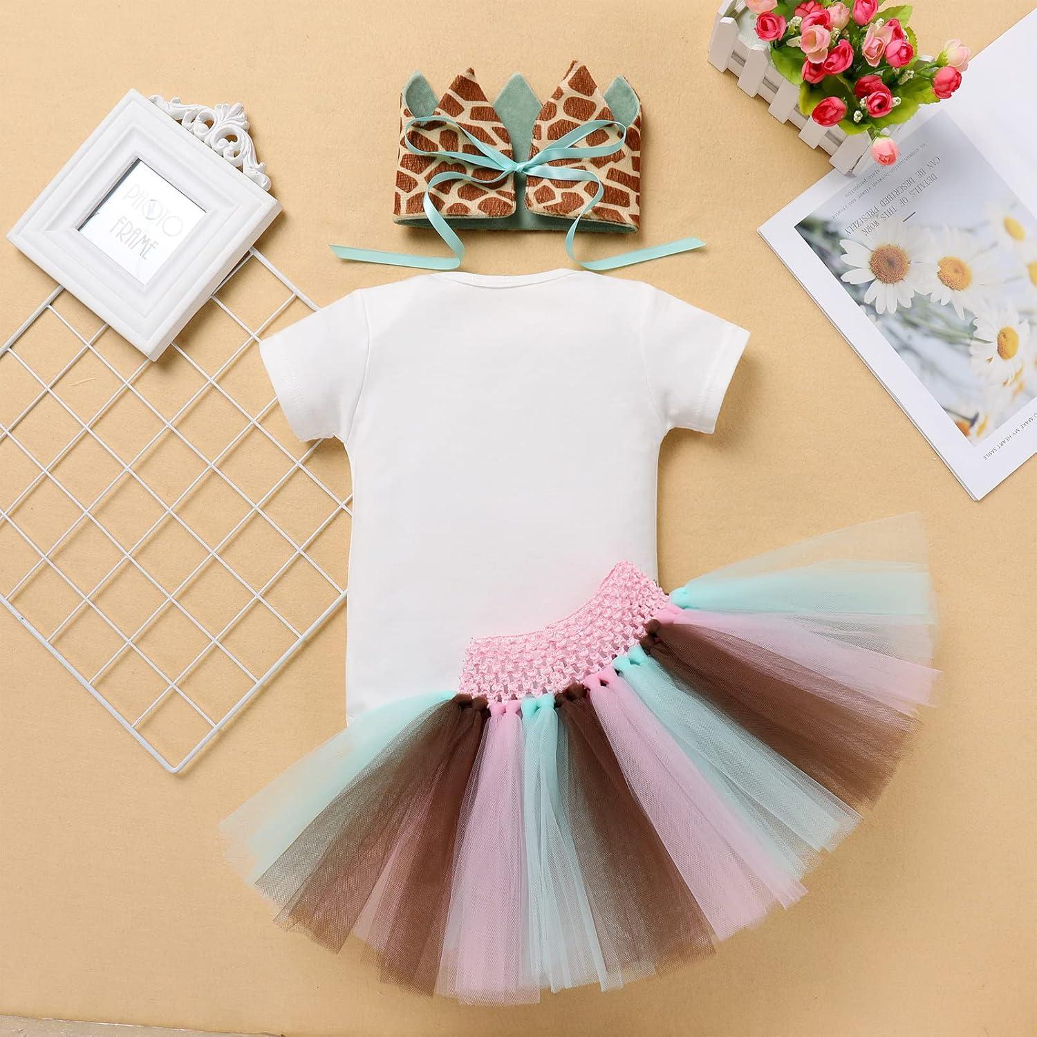 Conjunto de Cumpleaños 1er Año Niña AWIBMK Mono Jirafa