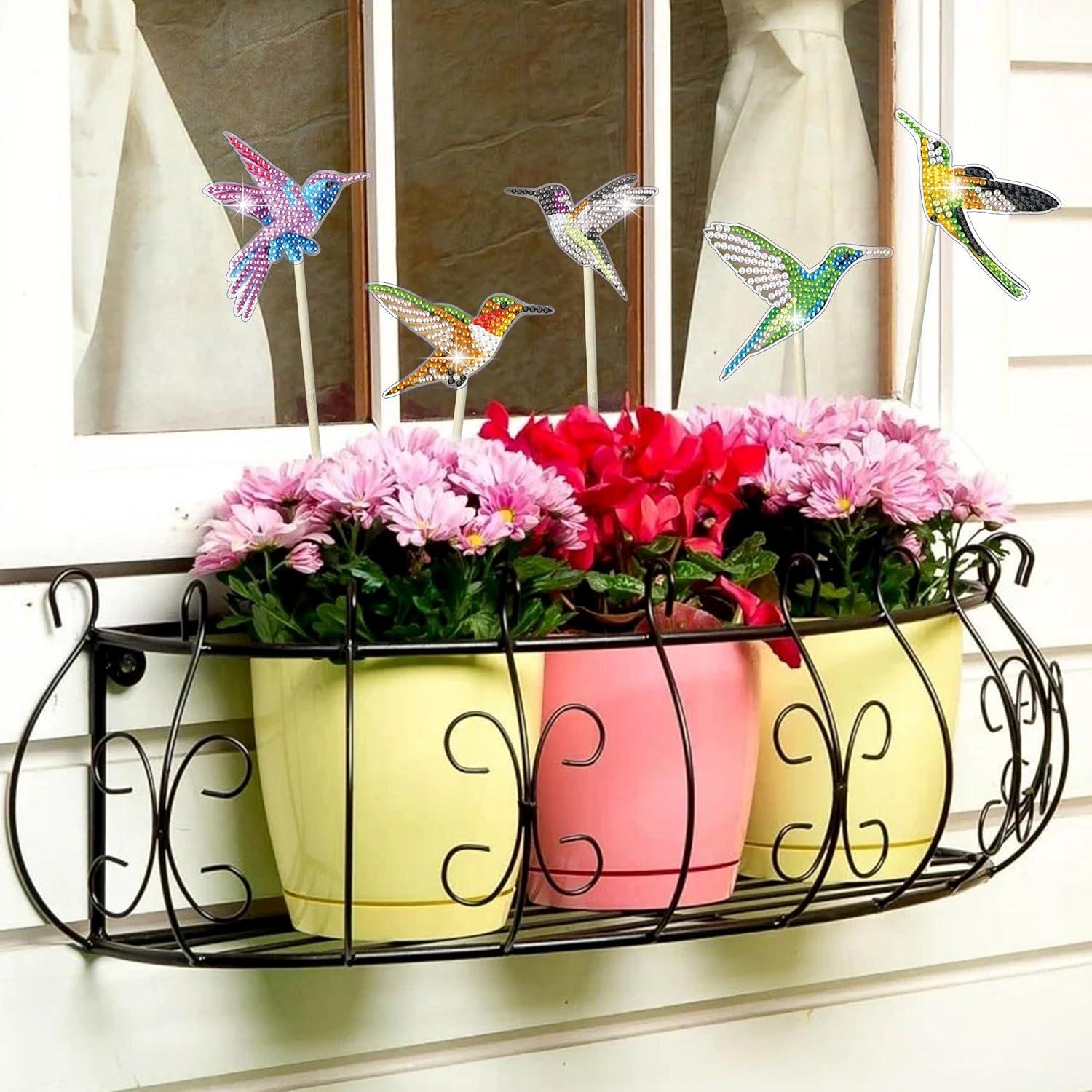 Kits de Pintura de Diamantes Vcekract 8 Pcs Jardín Colibrí