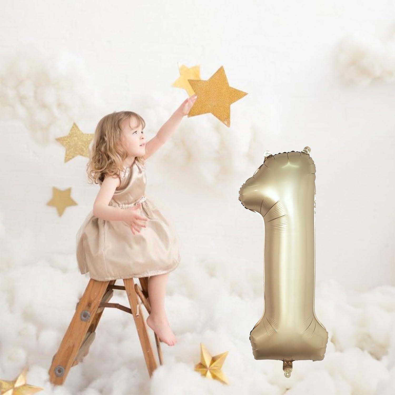 Globo de Número 1 40 cm Oro Metálico para Fiesta Cumpleaños