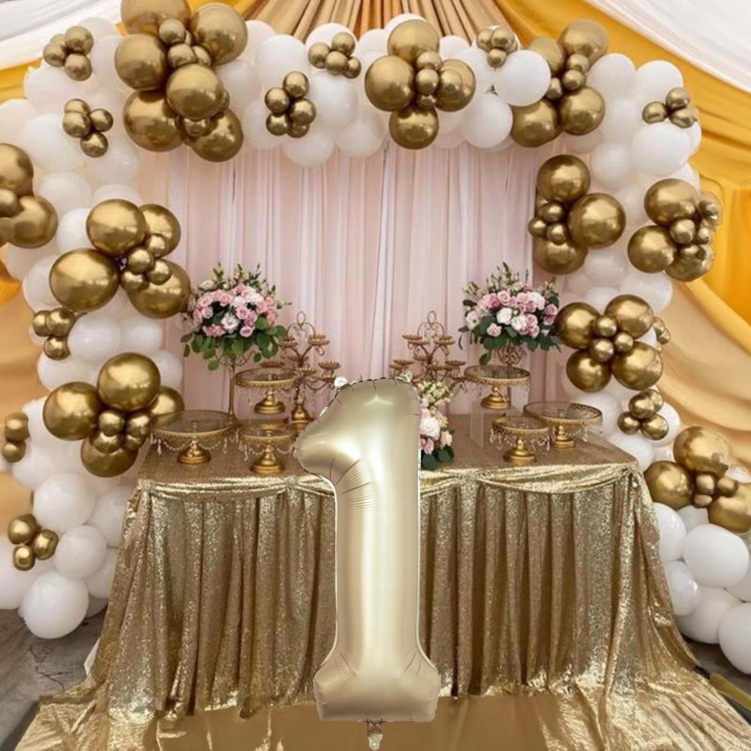 Globo de Número 1 40 cm Oro Metálico para Fiesta Cumpleaños