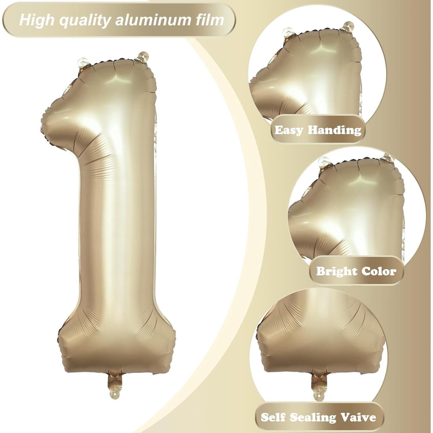 Globo de Número 1 40 cm Oro Metálico para Fiesta Cumpleaños