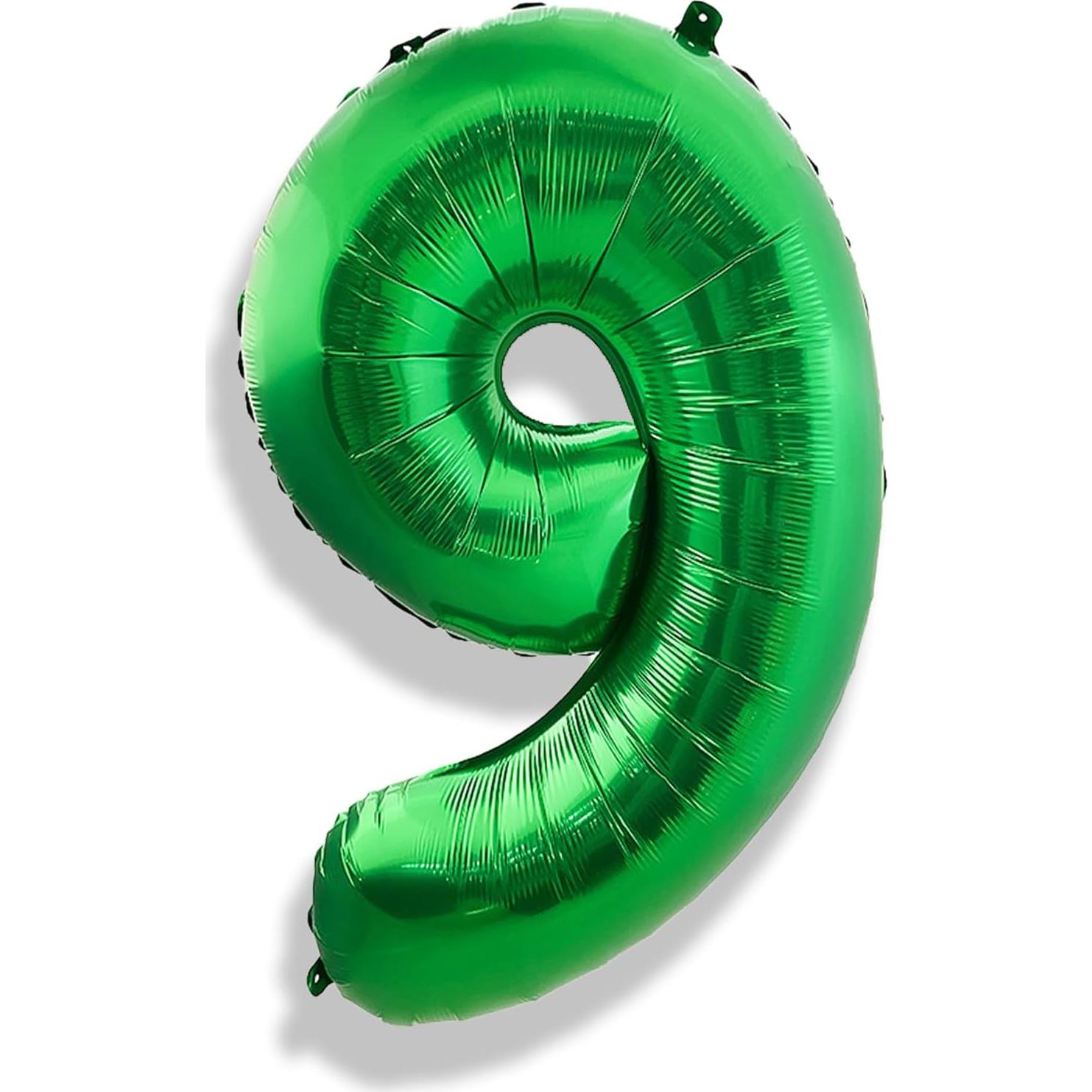 Globo de Número 9 Verde Oscuro 100 cm Foil para Cumpleaños