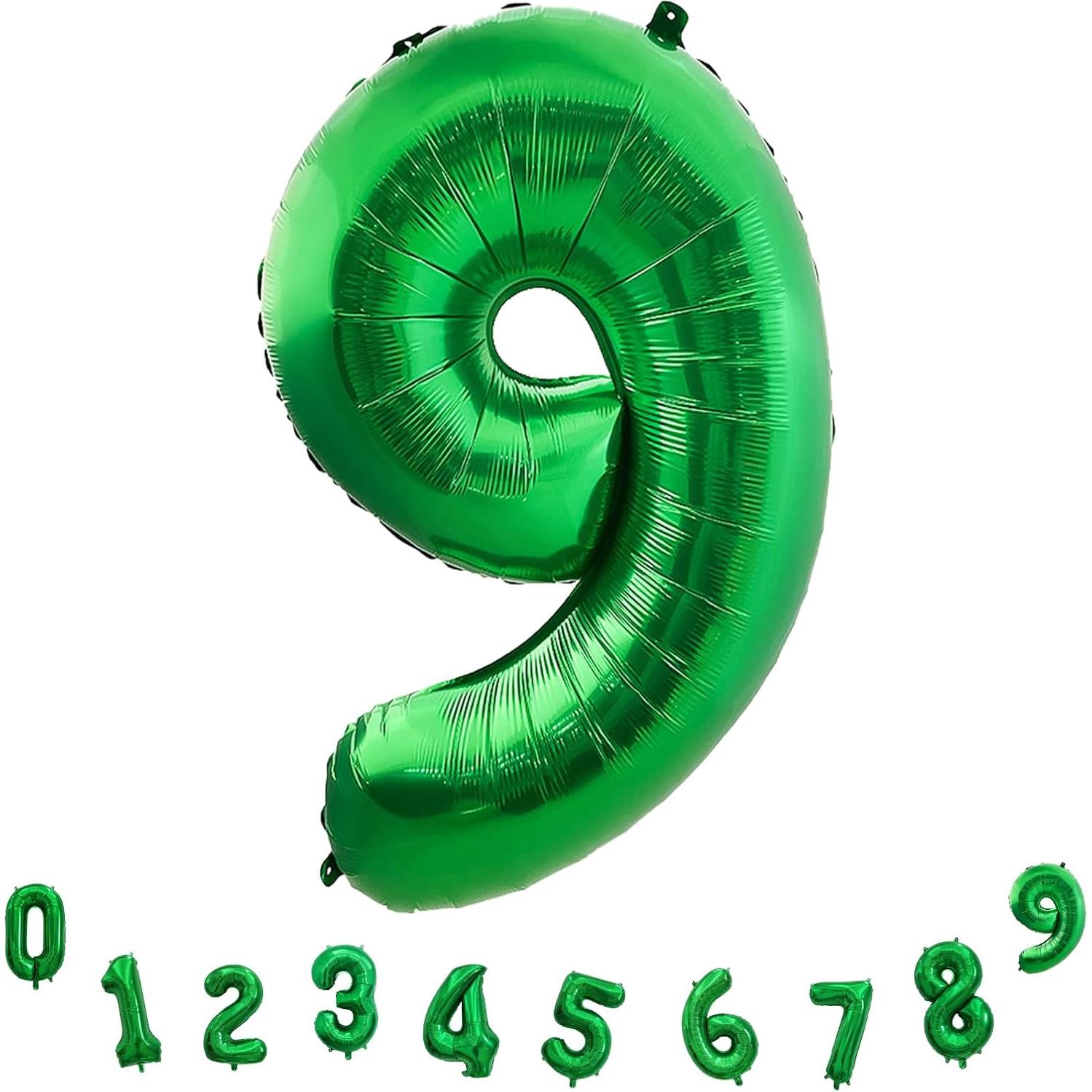Globo de Número 9 Verde Oscuro 100 cm Foil para Cumpleaños
