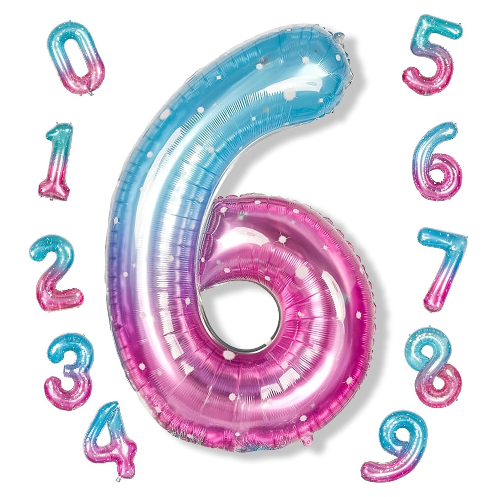 Globo de Número 6 Isndare 101,6 cm Azul Rosa para Fiestas