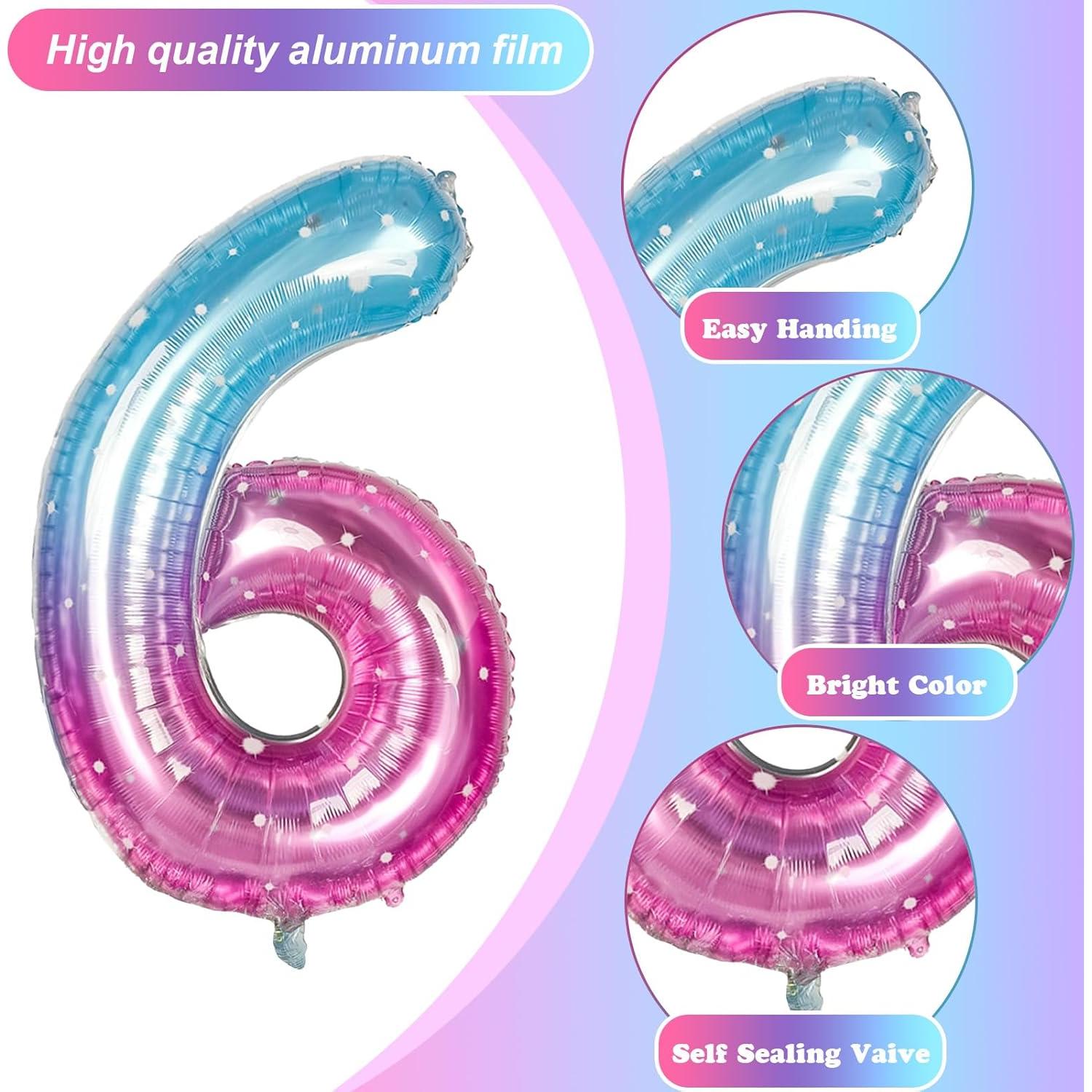 Globo de Número 6 Isndare 101,6 cm Azul Rosa para Fiestas
