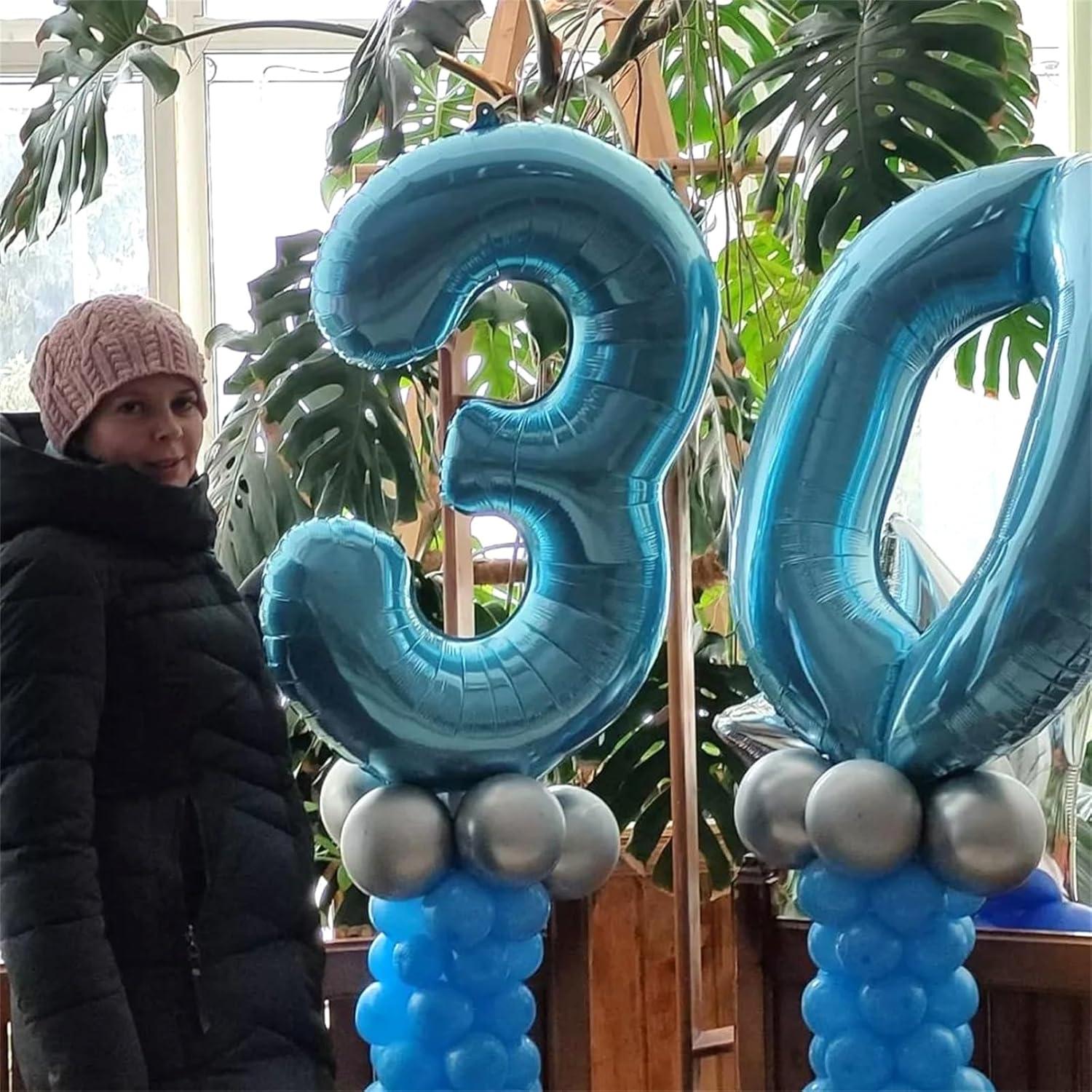 Globo de Número 2 Azul Perla 100 cm Autoinflable