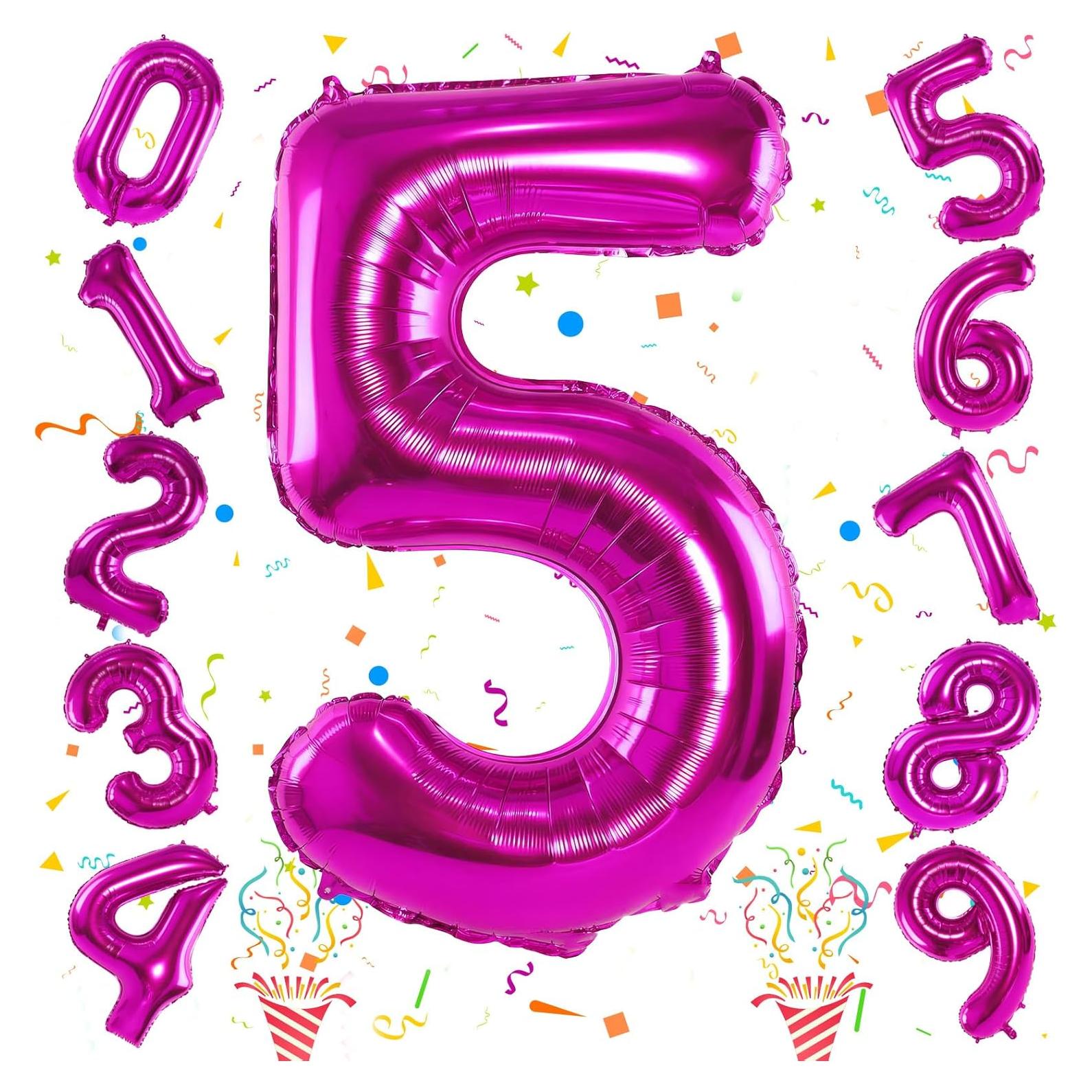 Globo Número 5 Rosa Fucsia 101,6 cm para Cumpleaños