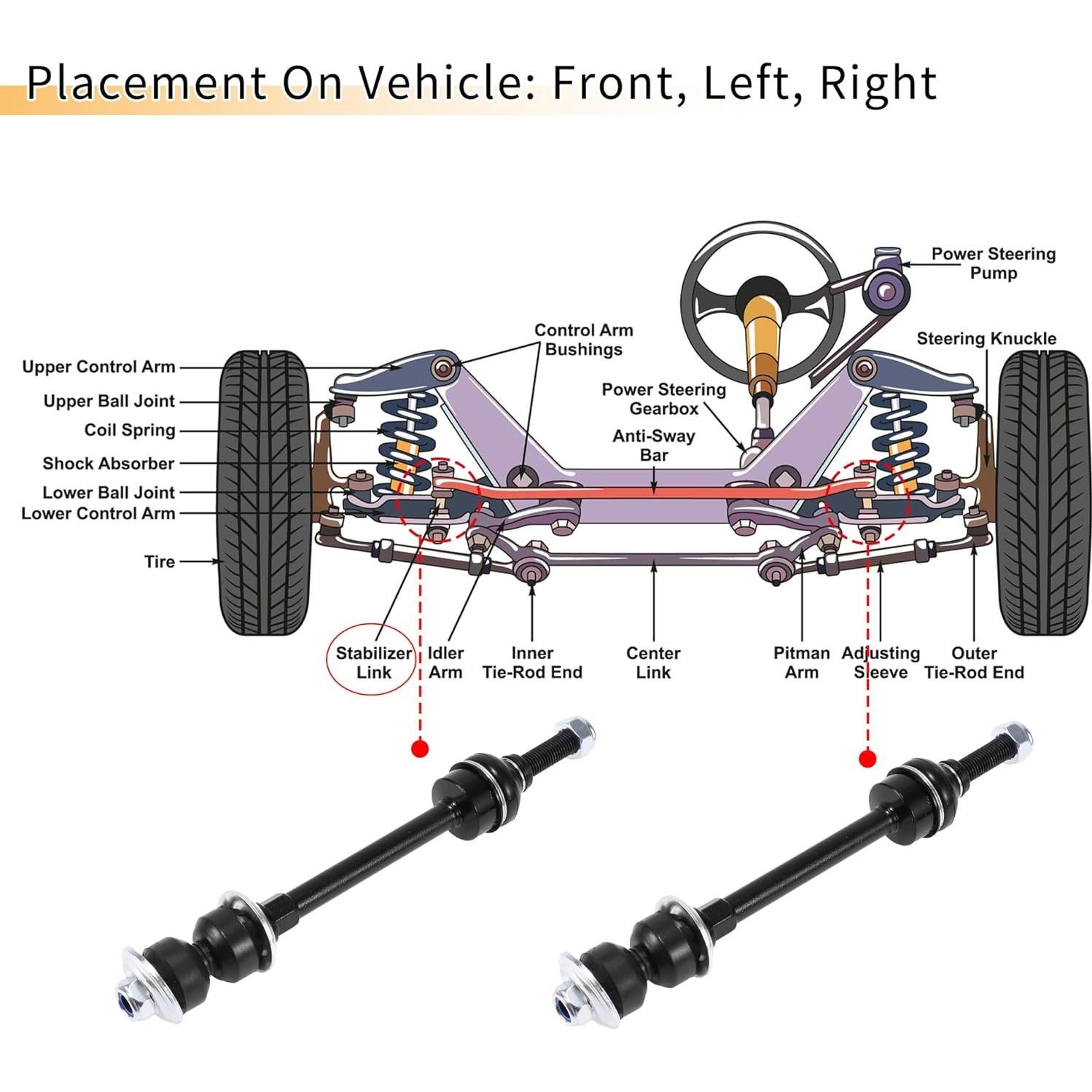 Enlaces de Barra Estabilizadora Delantera X AUTOHAUX para Dodge Dakota
