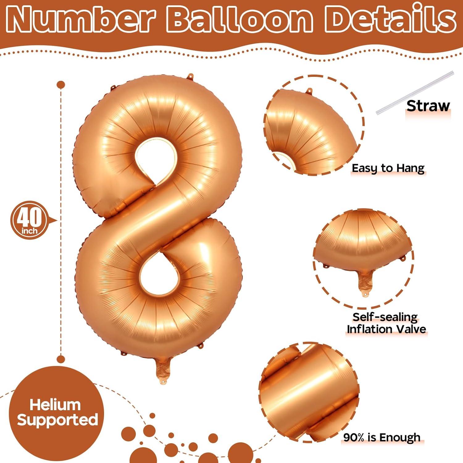Globo de Número 8 Naranja Isndare 101,6 cm para Fiestas