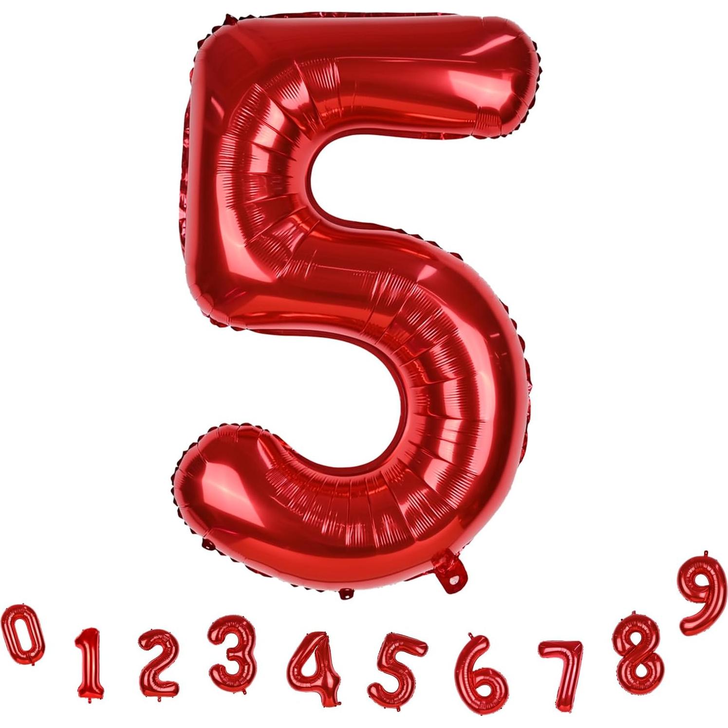 Globo Gigante Rojo Número 5 de 101,6 cm para Fiesta