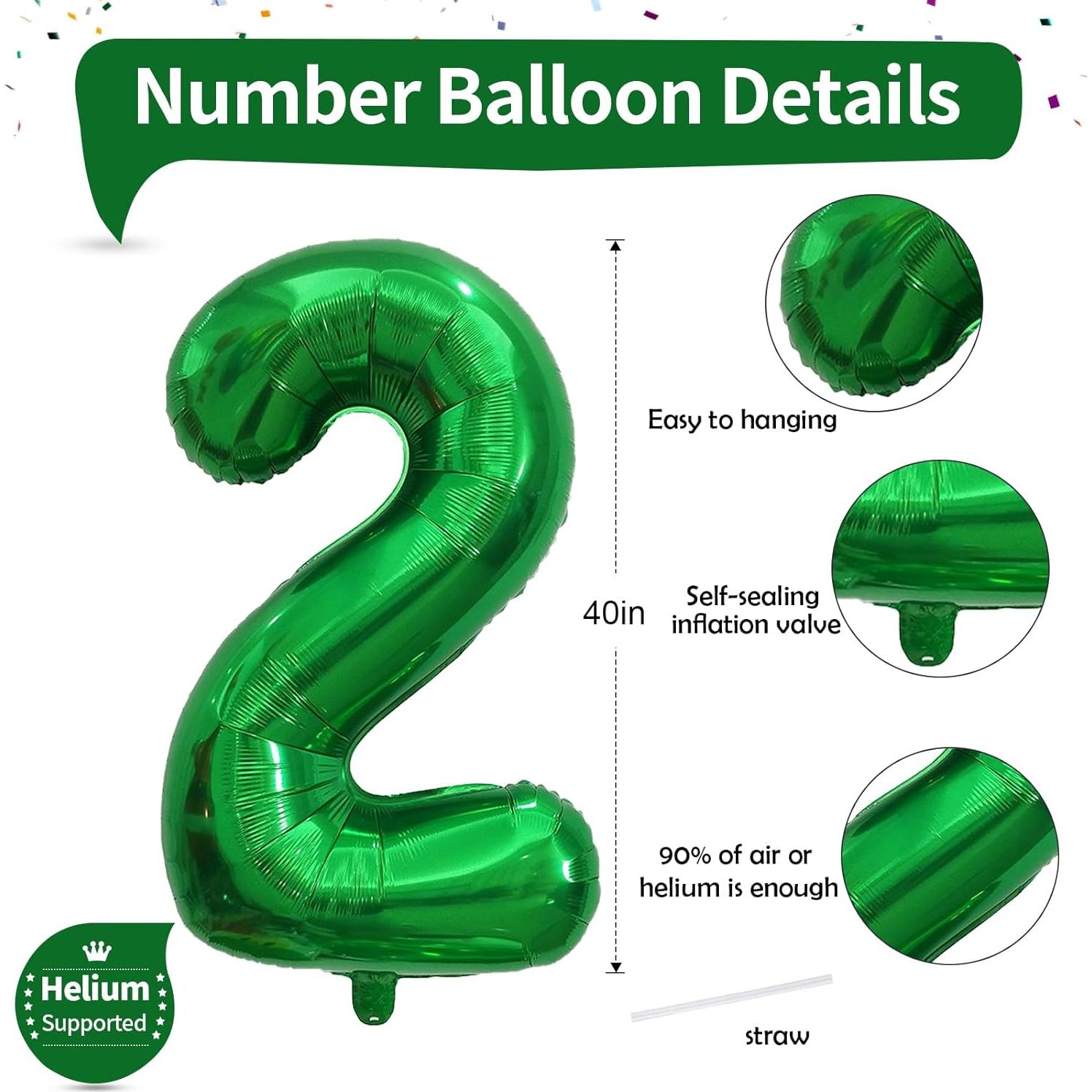 Globo Número 2 Verde Oscuro 101,6 cm para Cumpleaños