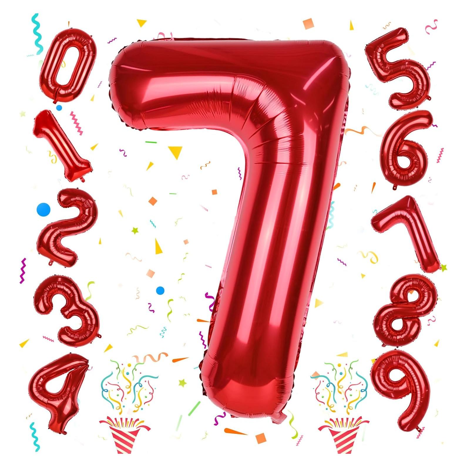 Globo Número 7 Rojo 101,6 cm para Fiestas de Cumpleaños