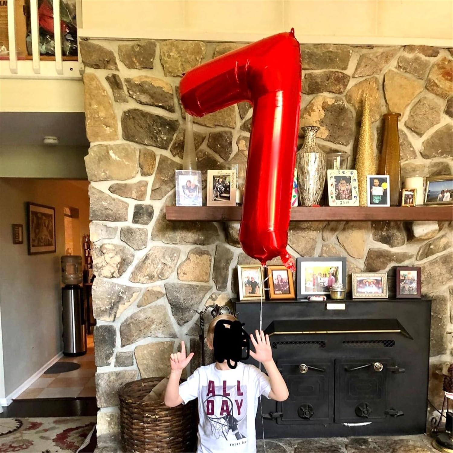 Globo Número 7 Rojo 101,6 cm para Fiestas de Cumpleaños
