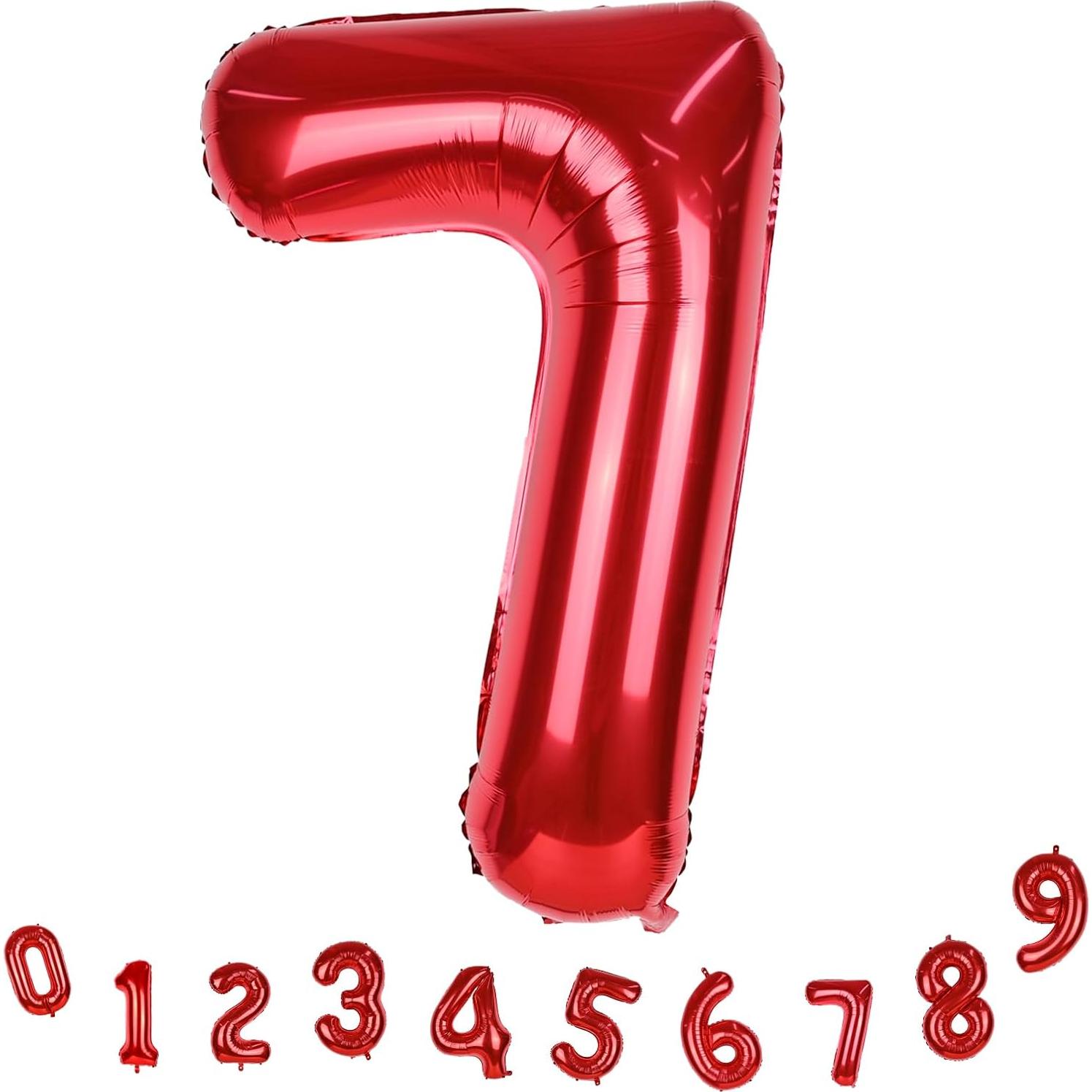 Globo Número 7 Rojo 101,6 cm para Fiestas de Cumpleaños
