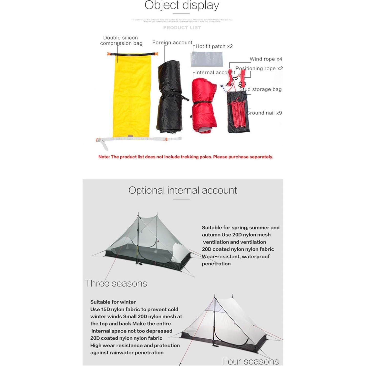 Tienda de Camping 3F UL GEAR Lanshan 2 Personas Ultraligera