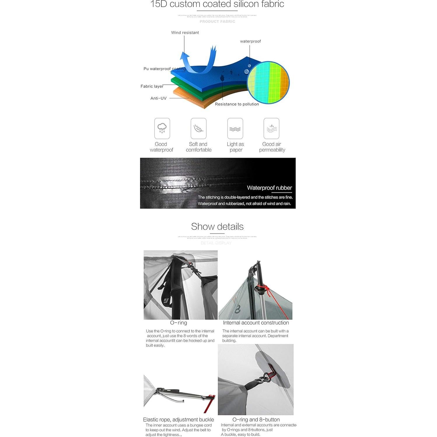 Tienda de Camping 3F UL GEAR Lanshan 2 Personas Ultraligera