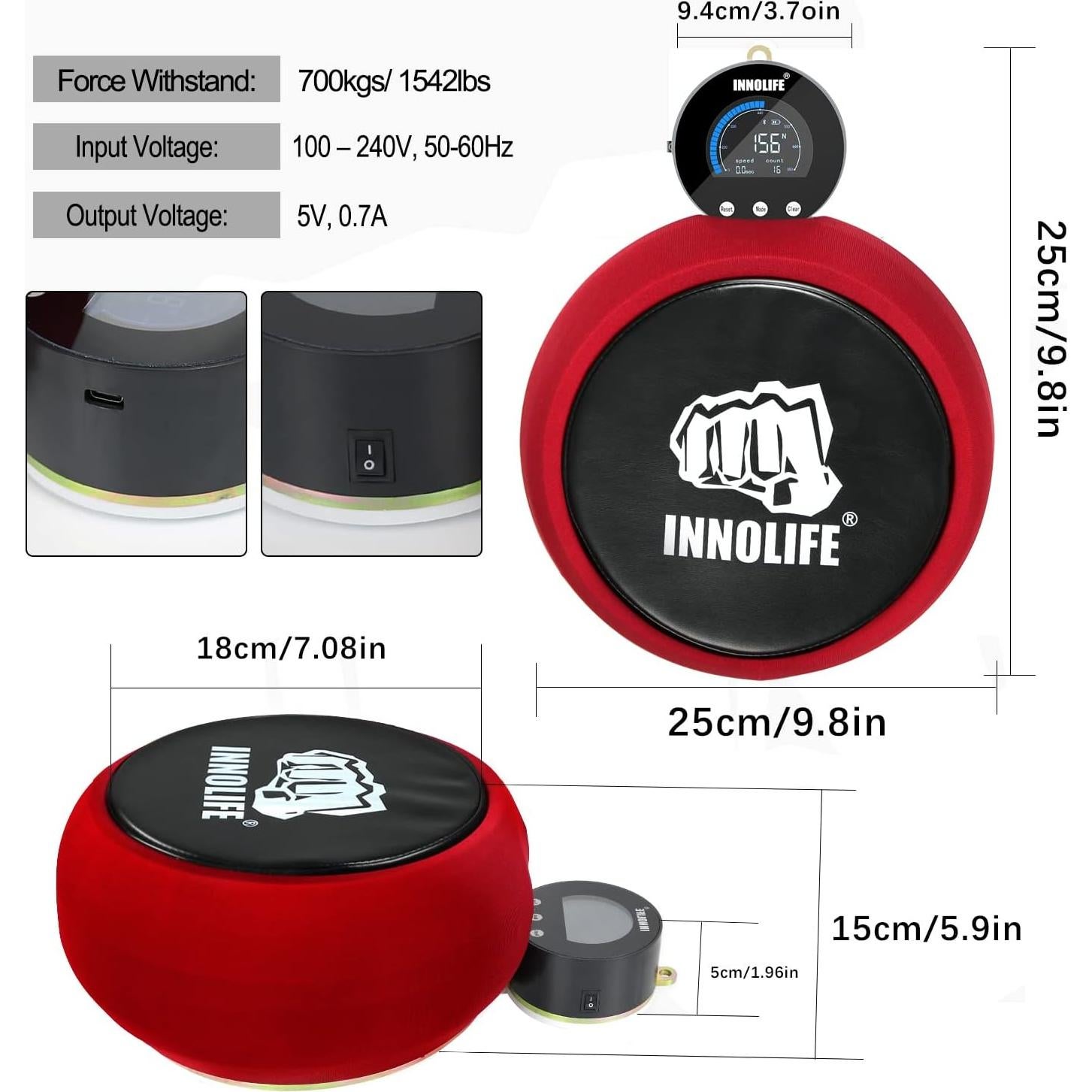 Dinamómetro de Boxeo INNOLIFE con Almohadilla 700kg