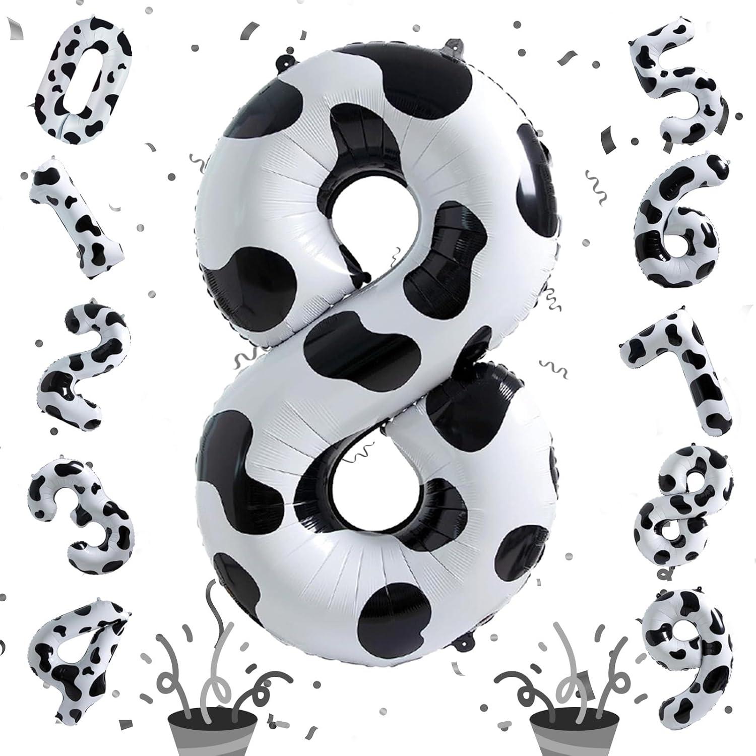 Globo Número 8 Diseño Vaca 101,6 cm para Cumpleaños