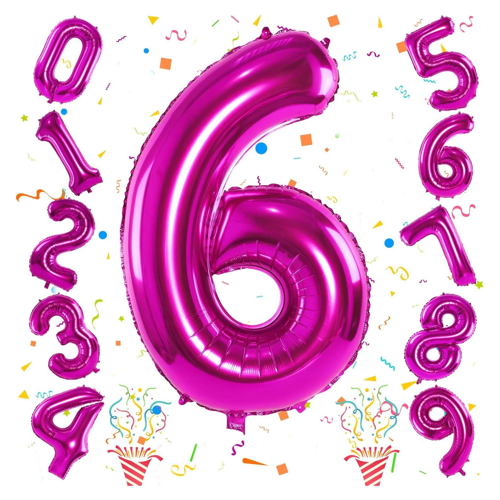 Globo de Número 6 Rosa Fucsia 101,6 cm para Fiesta