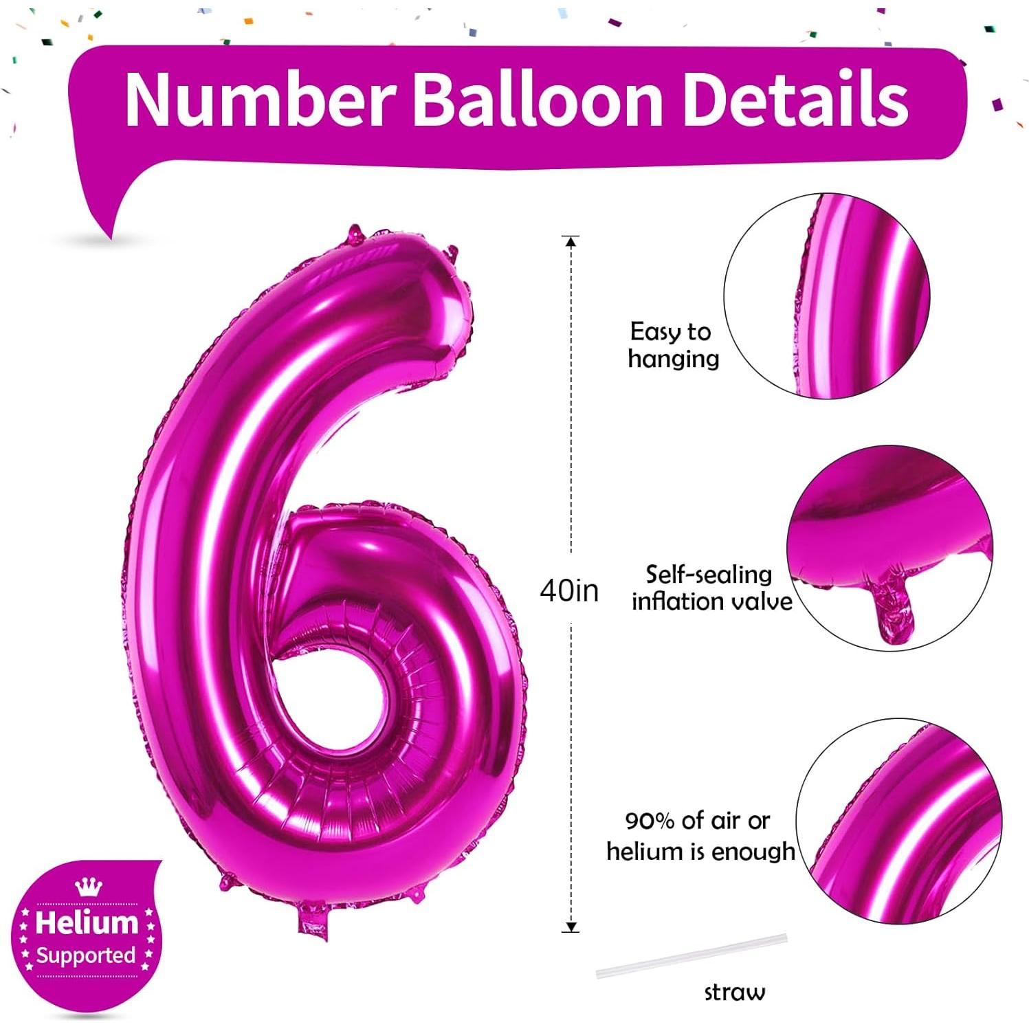 Globo de Número 6 Rosa Fucsia 101,6 cm para Fiesta