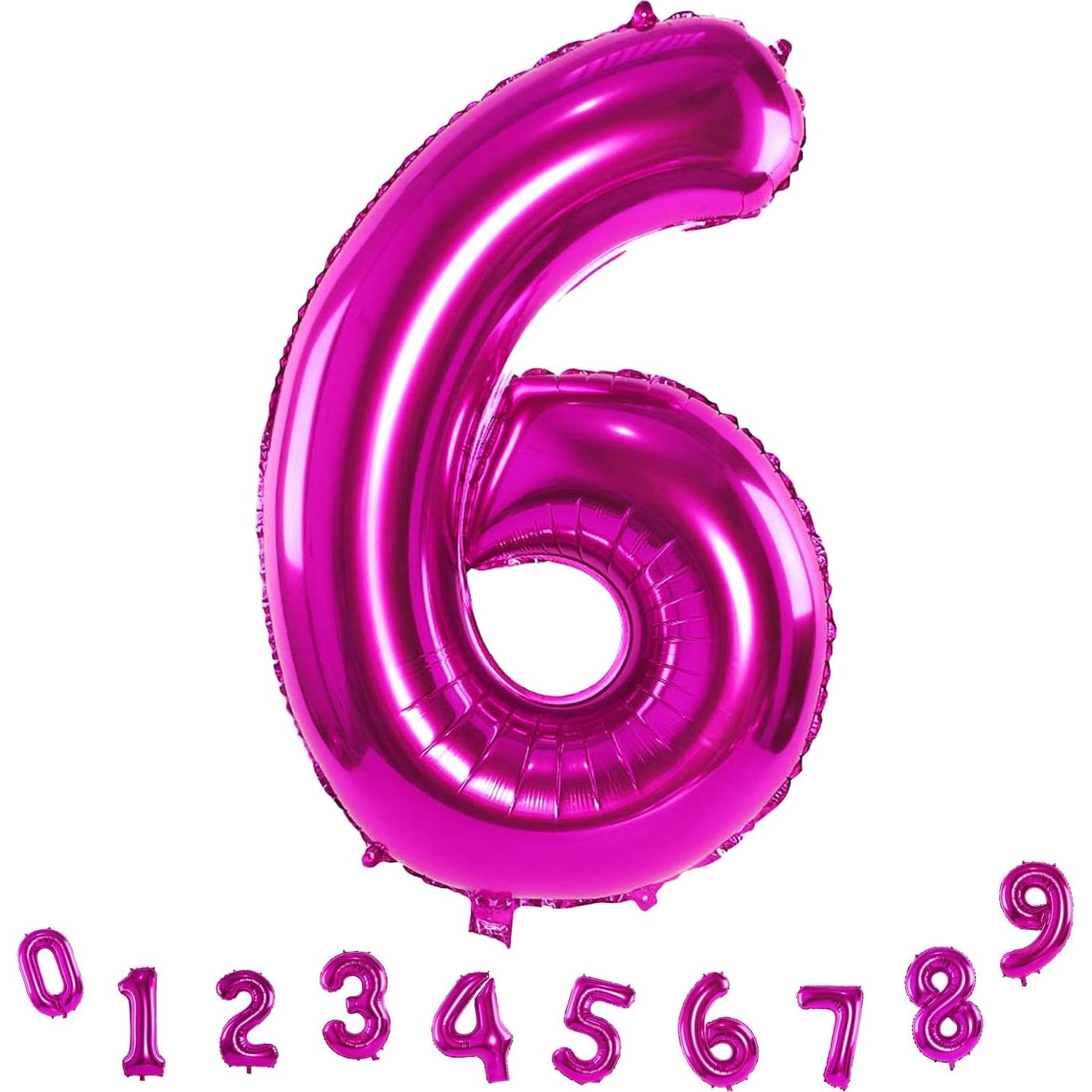 Globo de Número 6 Rosa Fucsia 101,6 cm para Fiesta