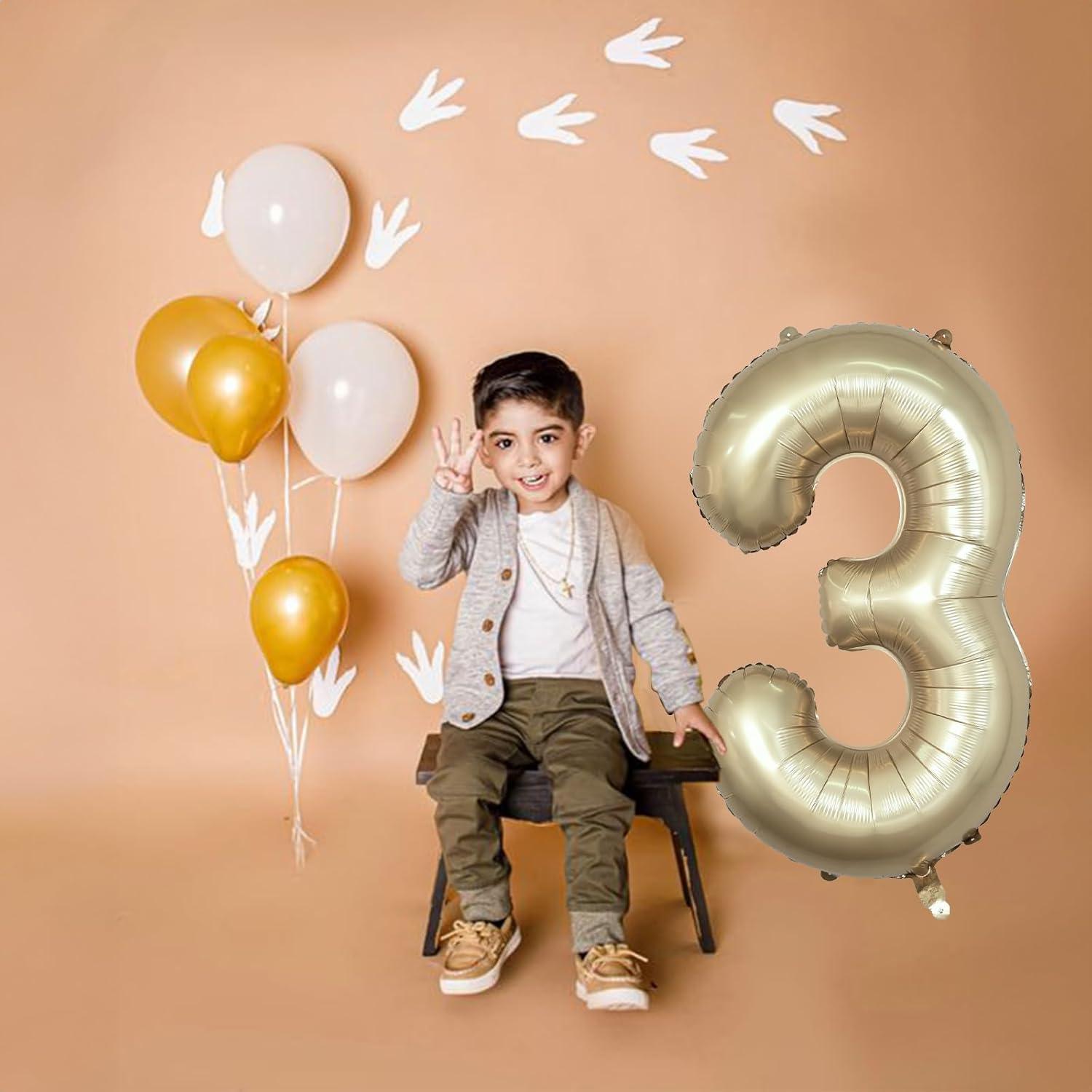 Globo Número 3 Dorado Claro 101,6 cm Mylar Helio Fiesta