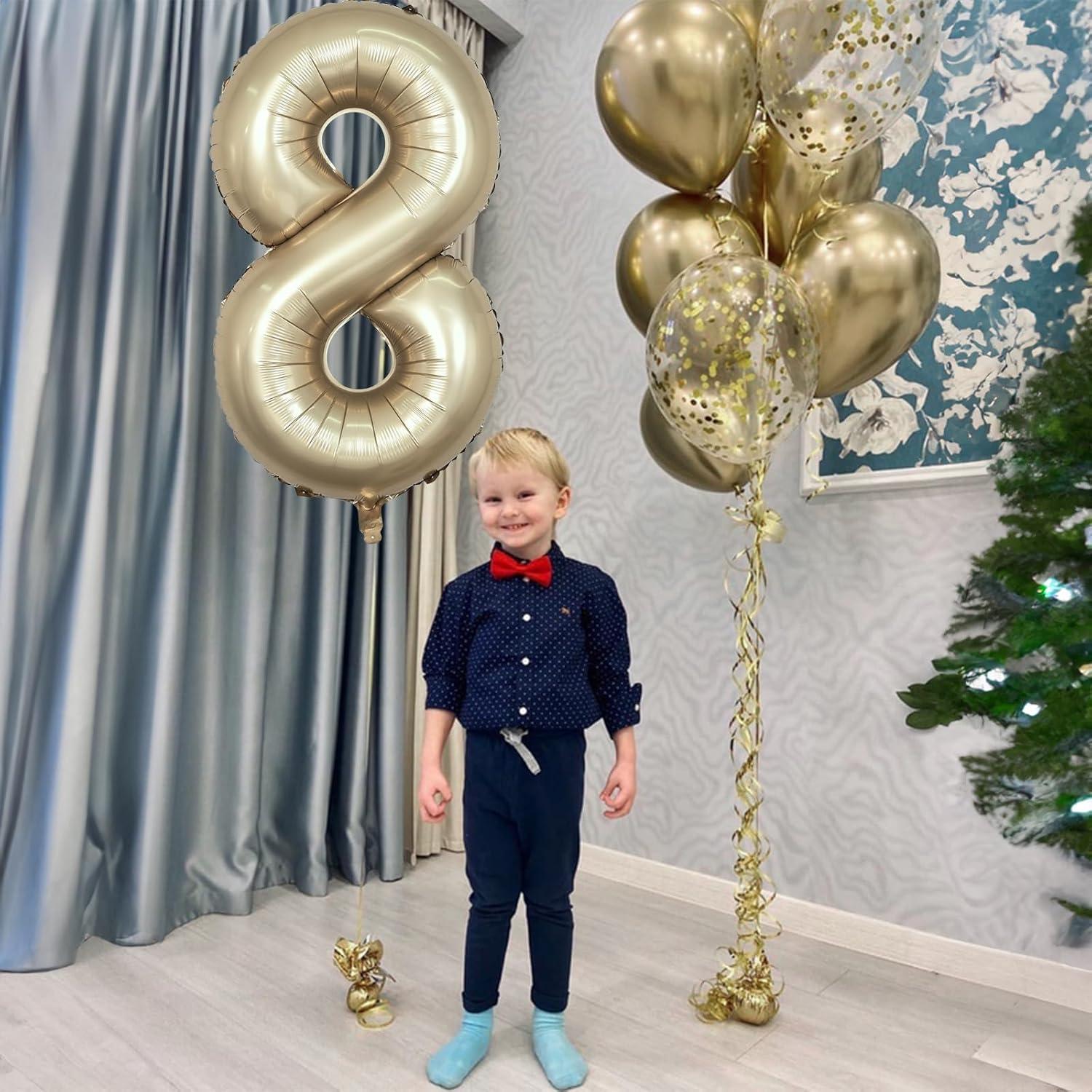 Globo Número 8 Dorado Metálico 101,6 cm Mylar para Fiestas