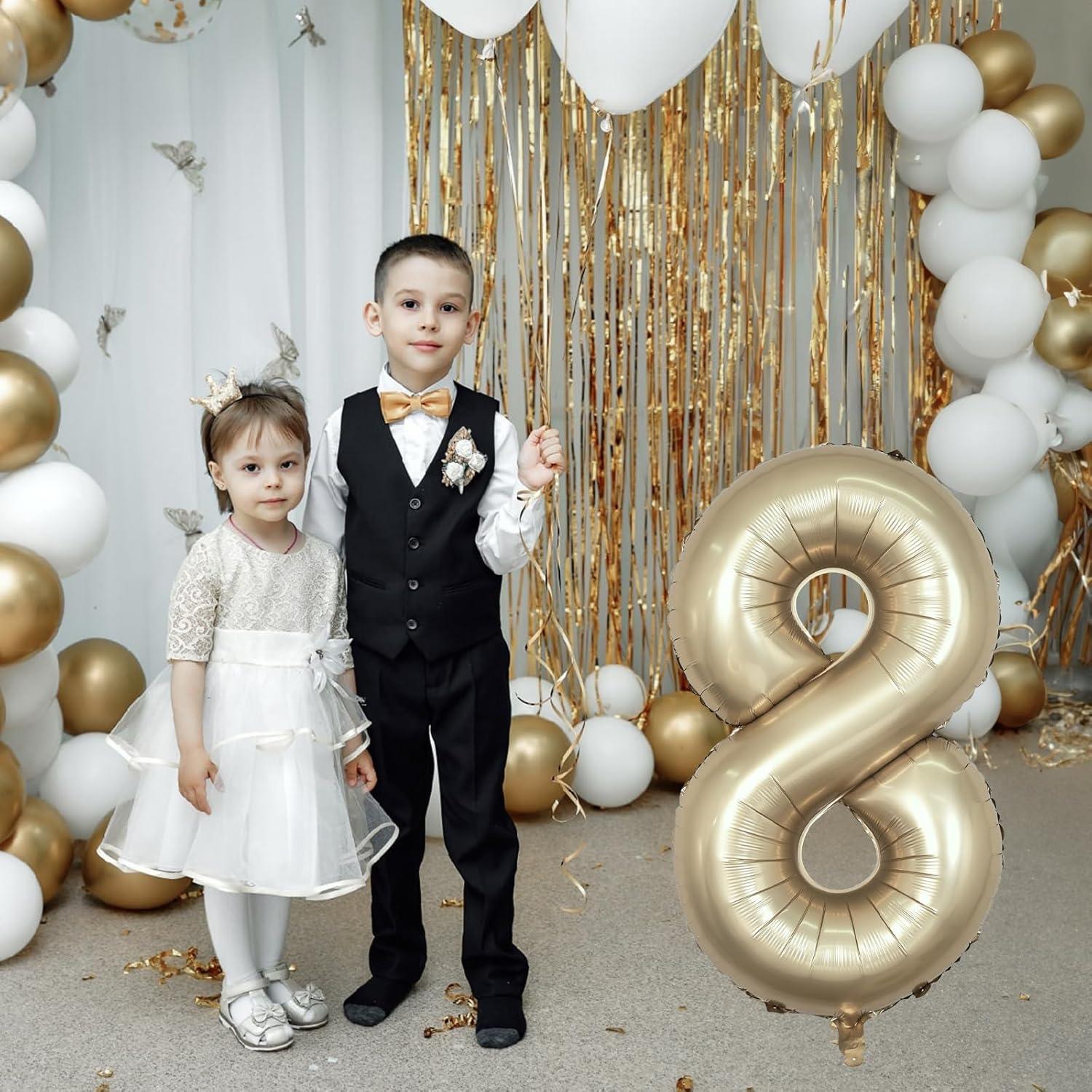 Globo Número 8 Dorado Metálico 101,6 cm Mylar para Fiestas