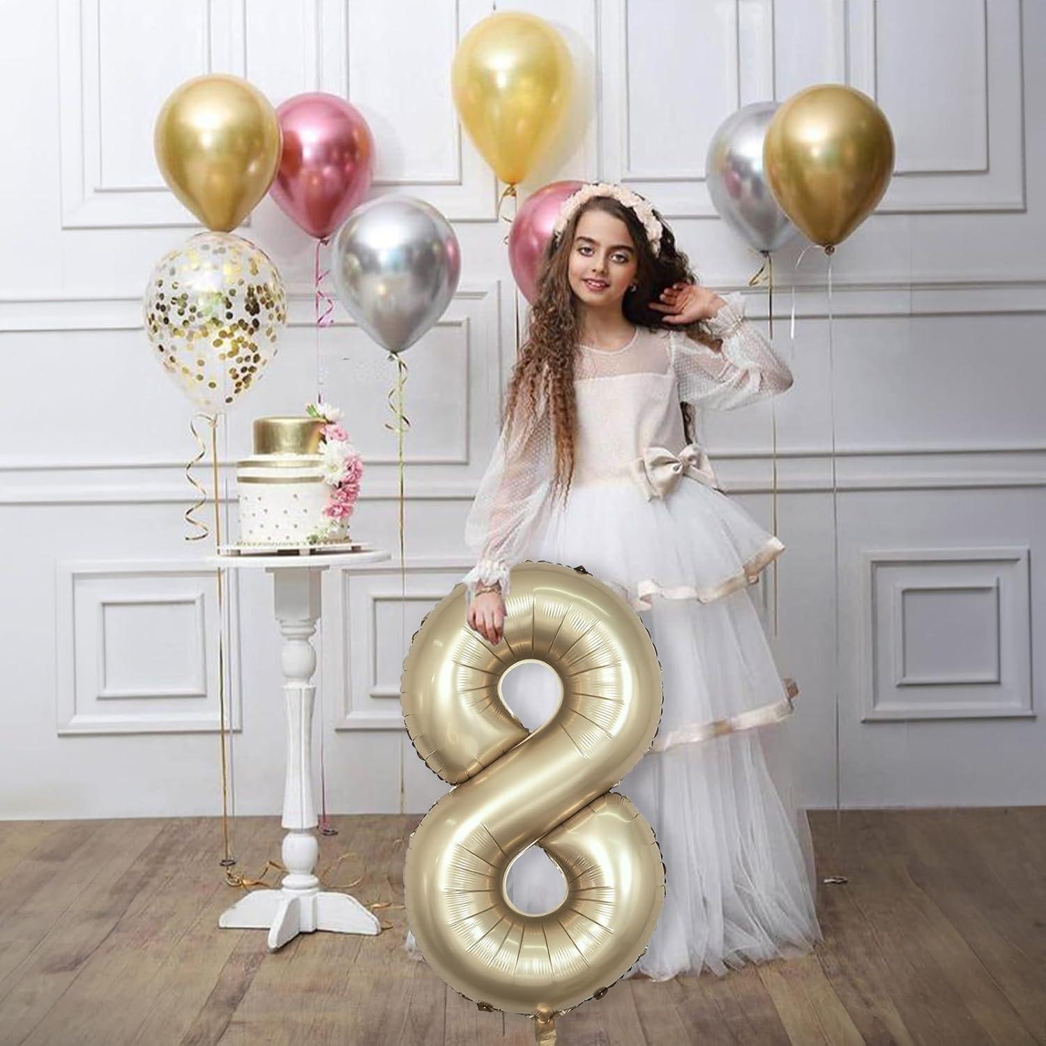 Globo Número 8 Dorado Metálico 101,6 cm Mylar para Fiestas