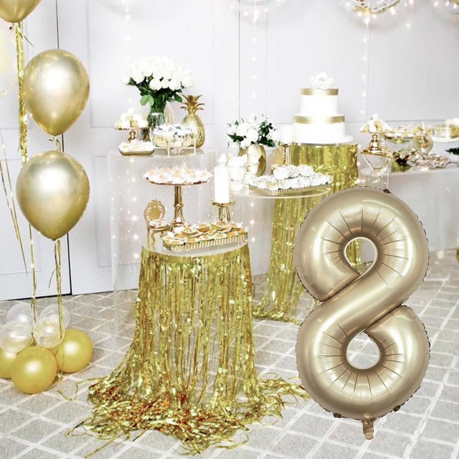 Globo Número 8 Dorado Metálico 101,6 cm Mylar para Fiestas