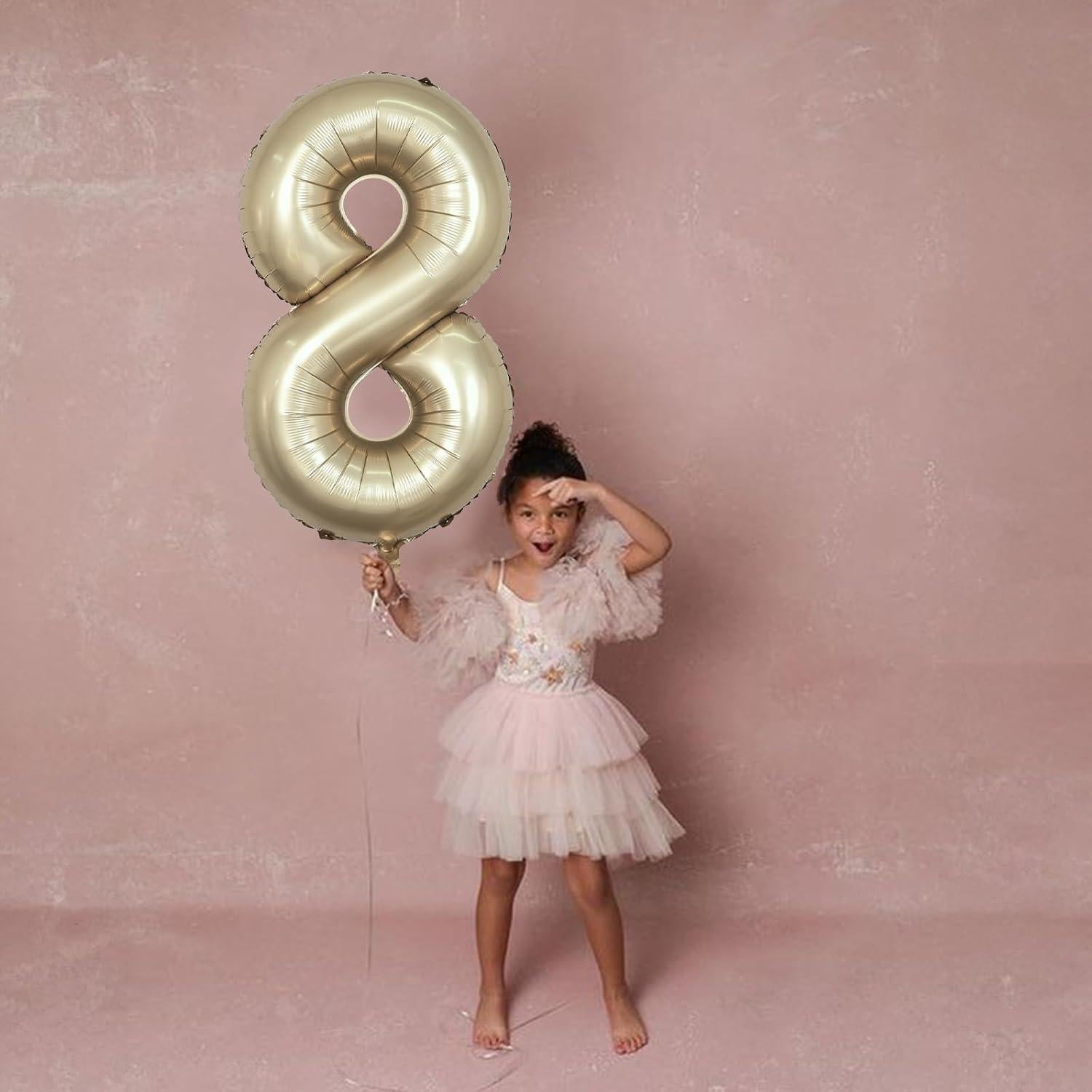Globo Número 8 Dorado Metálico 101,6 cm Mylar para Fiestas